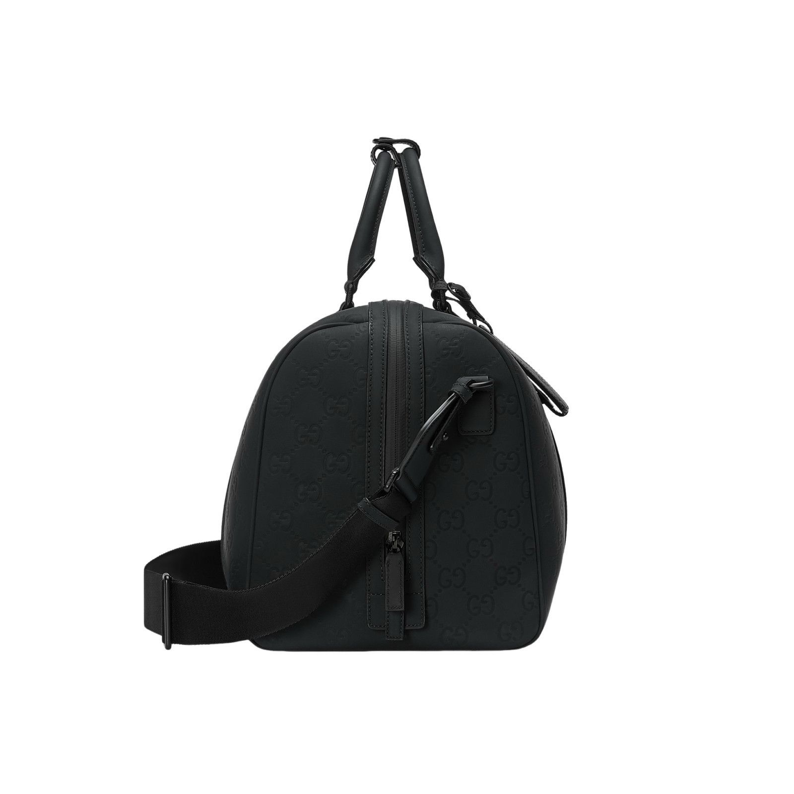 Gucci GUCCI $3650 Black GG Rubber-Effect Leather Medium Duffle Bag Size ONE SIZE - 4 Thumbnail