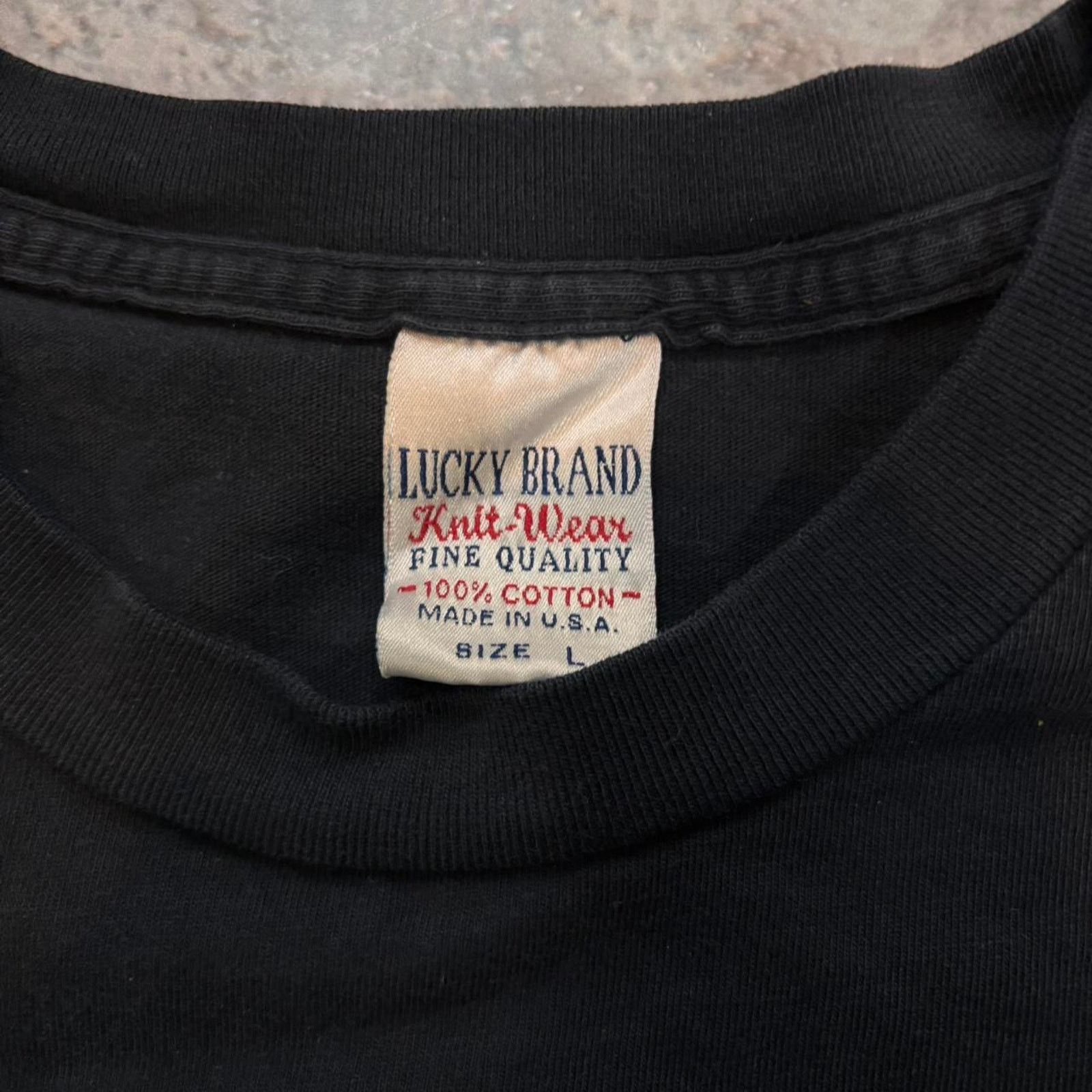 Lucky Brand × Vintage Vintage 90s Lucky Brand T Shirt! Rock and Roll Size Large. Size US L / EU 52-54 / 3 - 5 Thumbnail
