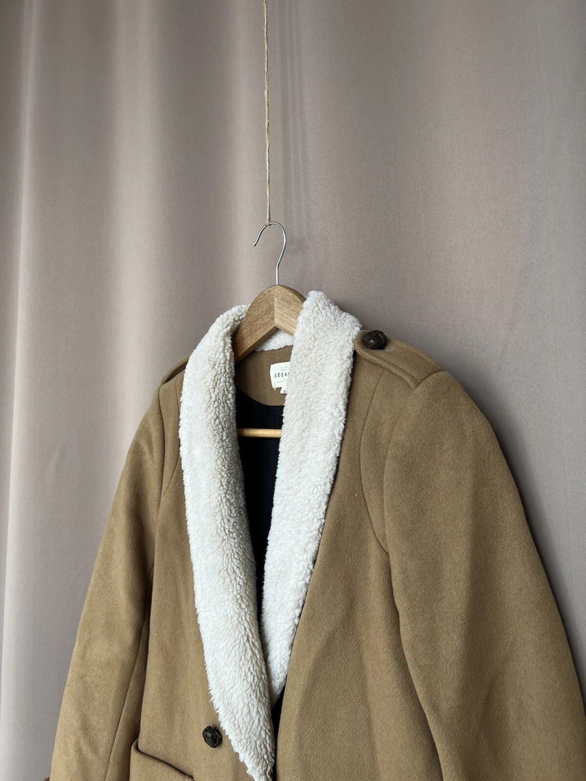 Sezane Sezane Wool Coat Teddy Collar Womens Size S Button Jacket Size S / US 4 / IT 40 - 4 Thumbnail