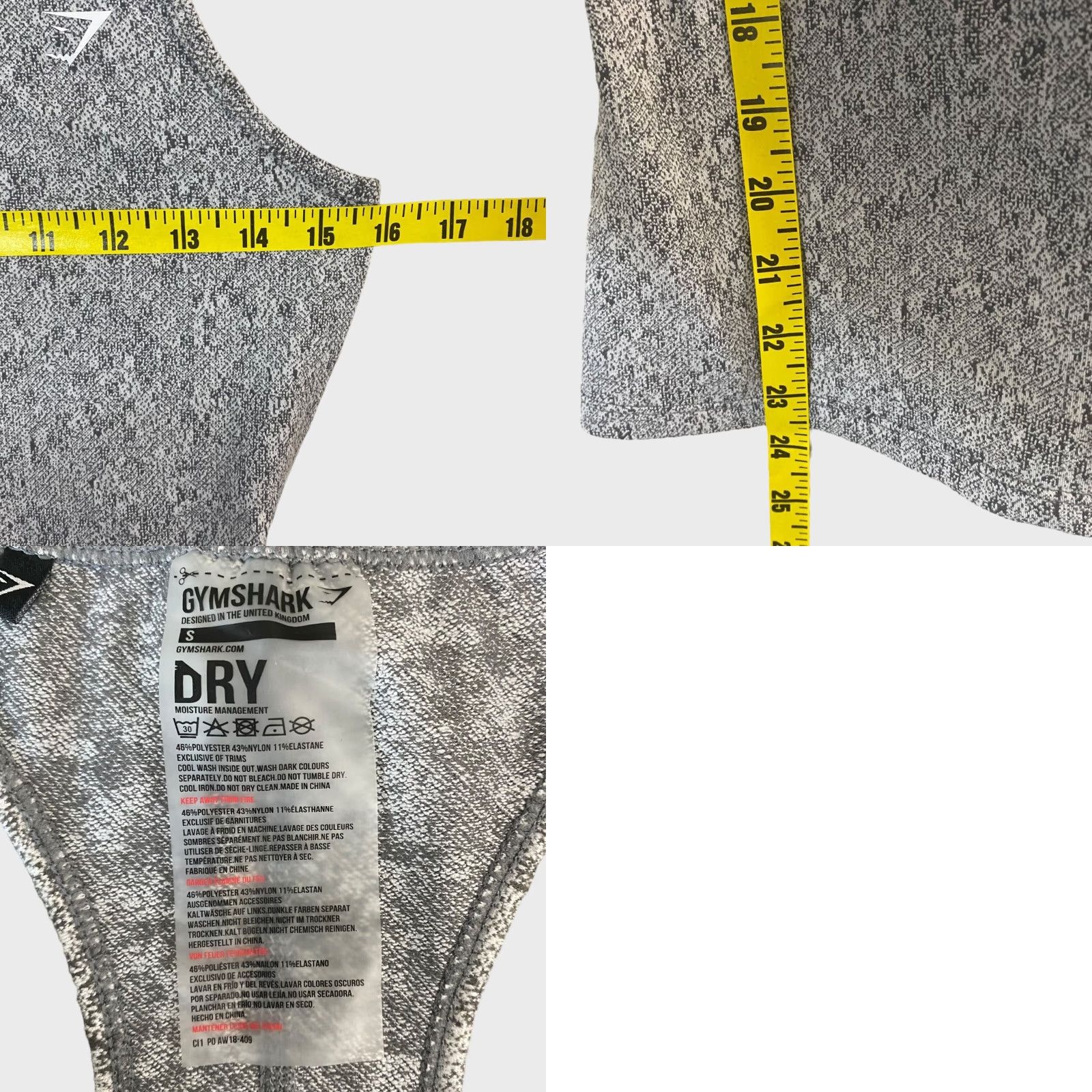 Gymshark VINTAGE Gymshark Fleur Texture Cross-Back Sports Tank Womens Small Gray Athletic Top Size S / US 4 / IT 40 - 8 Thumbnail