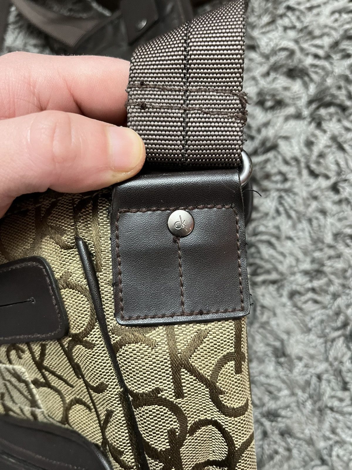 Calvin Klein Calvin Klein Monogram Logo Messenger Crossbody Bag Brown Size ONE SIZE - 6 Thumbnail