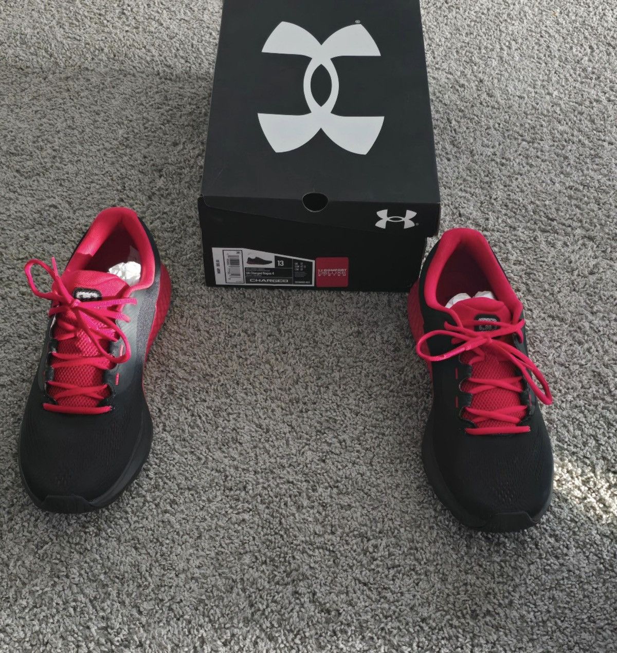 Under Armour Under Armour Charged Rouge 4 Athlete Shoes Black/Red Size 13 Size US 13 / EU 46 - 4 Thumbnail