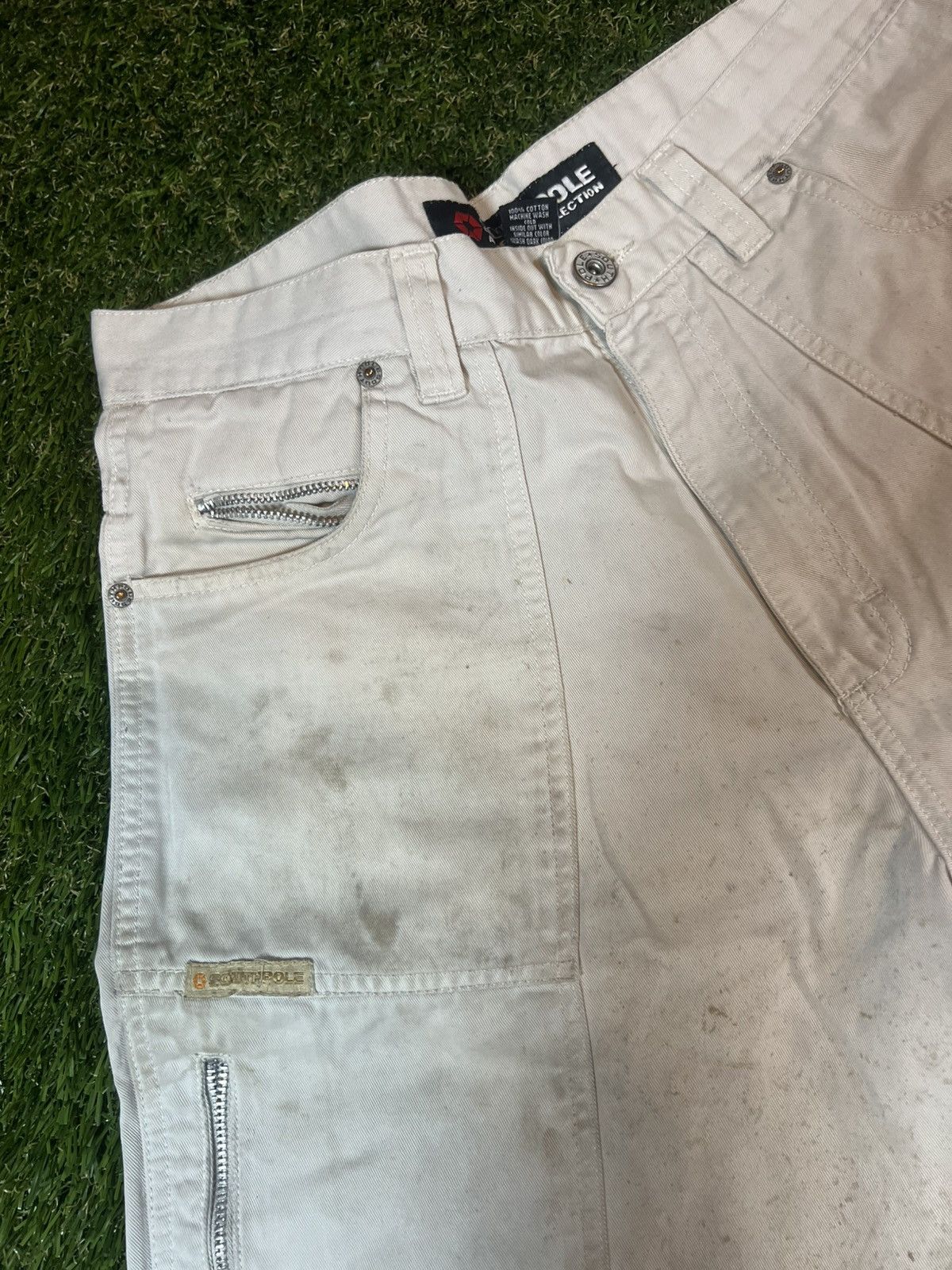 Southpole Vintage Y2K Cream Distressed Baggy South Pole Skater Shorts Size US 32 / EU 48 - 3 Thumbnail