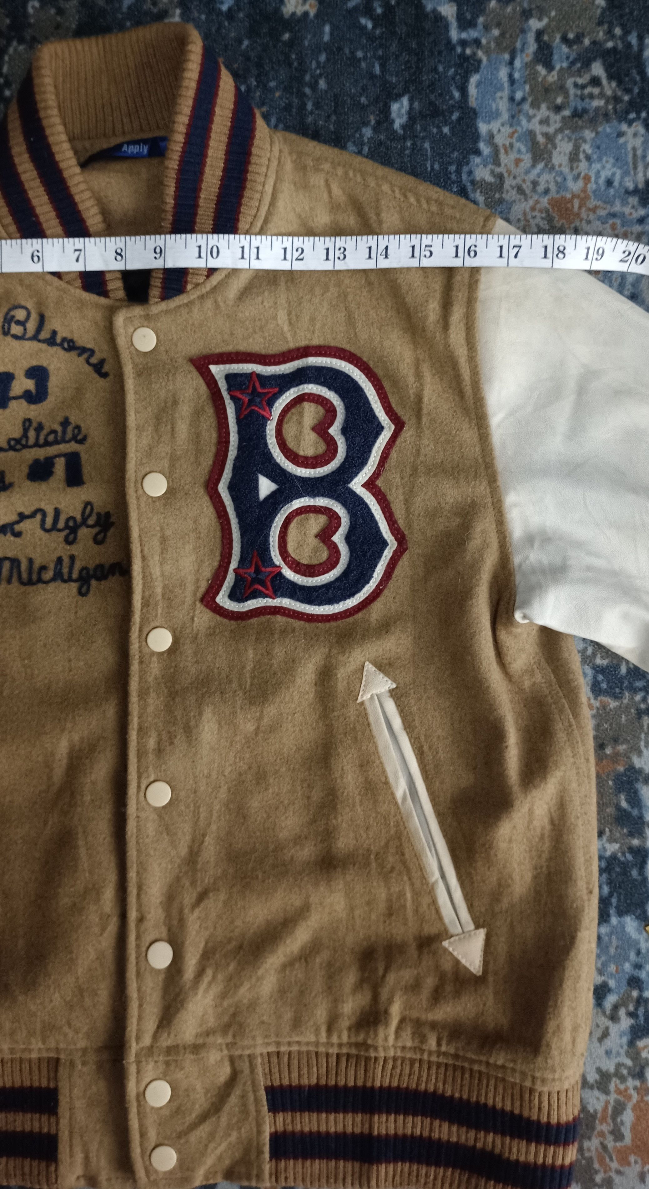 Japanese Brand × Vintage 90🔥Vintage Apply Letterman Varsity Jacket Size US M / EU 48-50 / 2 - 14 Thumbnail