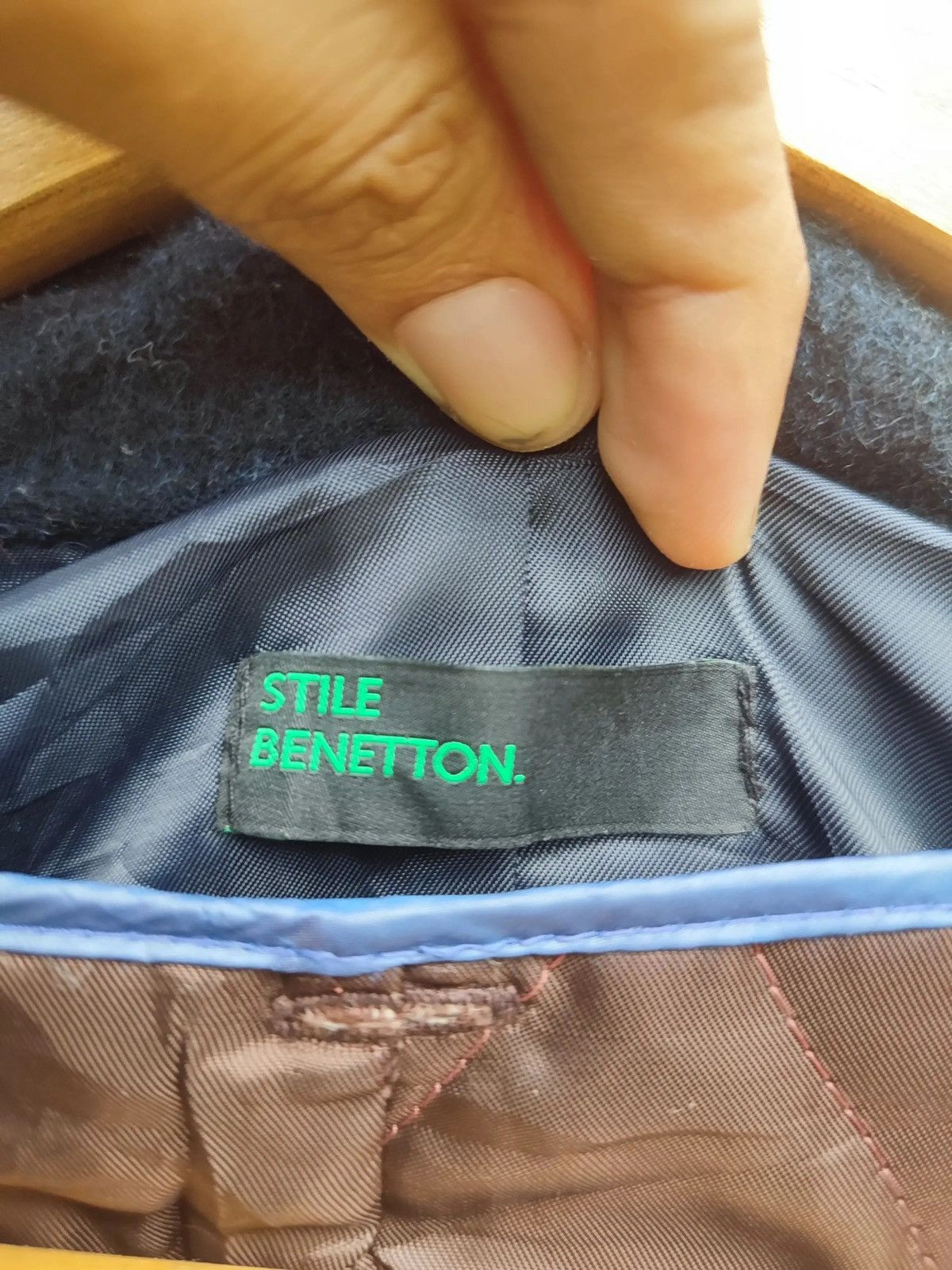 Benetton × Designer Stile Benetton Wool Blend Coat – Minimalist Boxy Navy Jacket Size US S / EU 44-46 / 1 - 7 Thumbnail