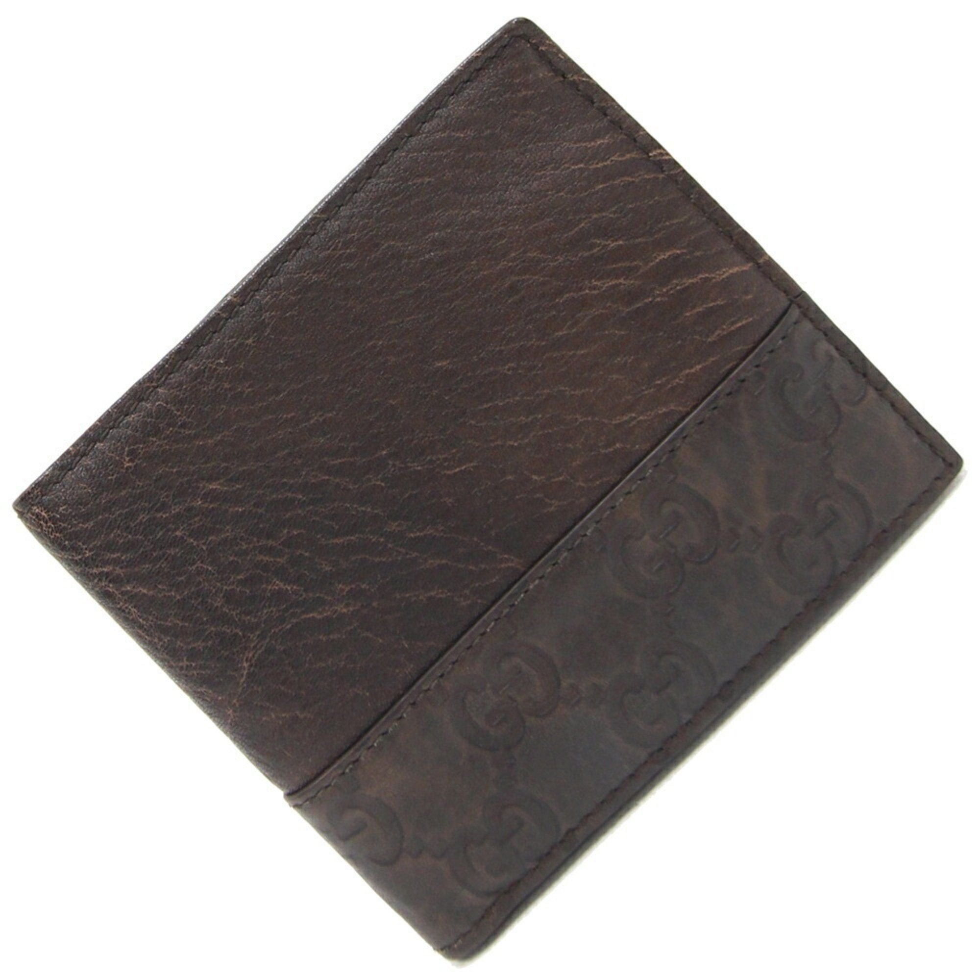 image of Gucci Bi-Fold Wallet Ssima 256418 Dark Brown Leather Compact Men's