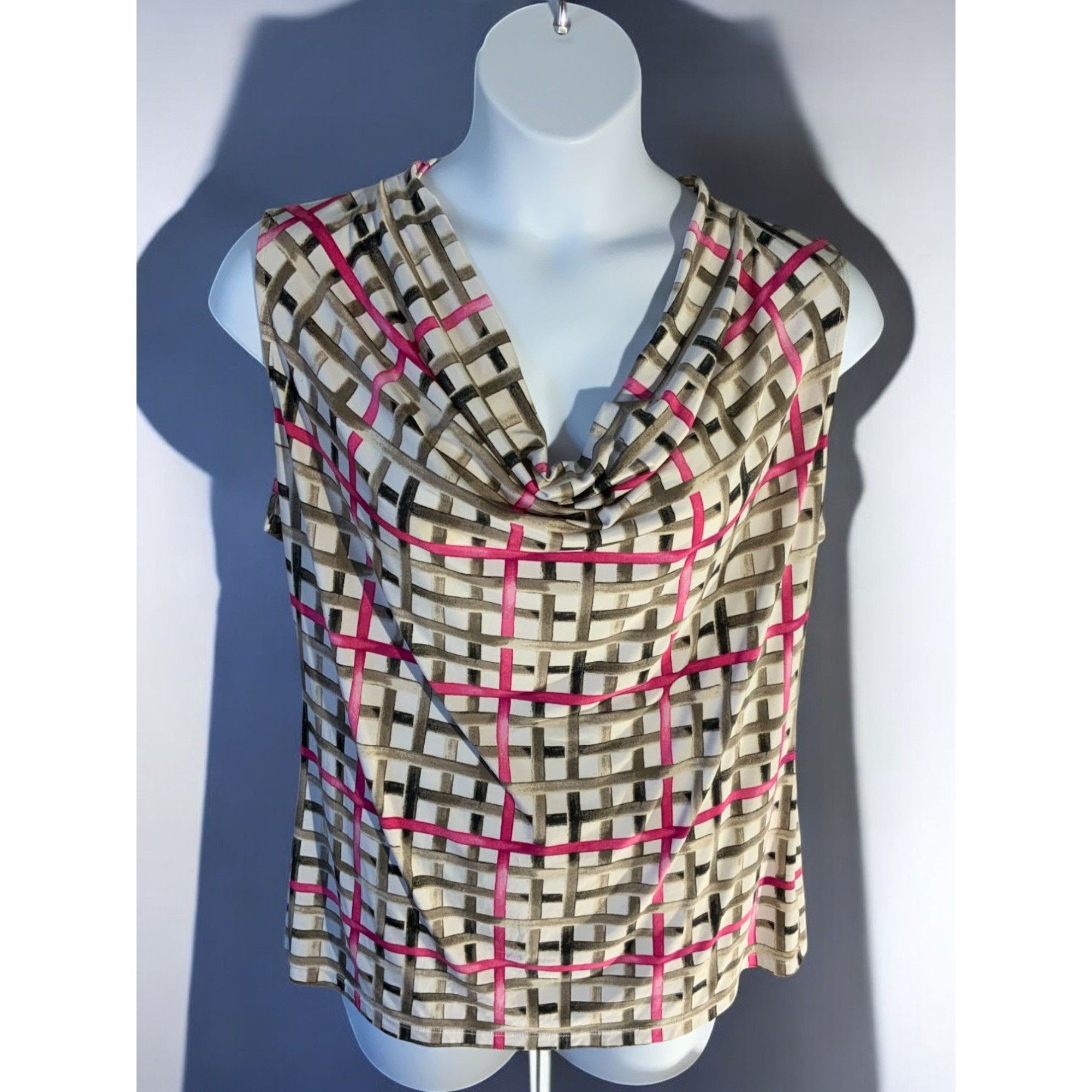 Worthington Worthington Cowl Neck Multicolor Sleeveless Plaid Top XL Size XL / US 12-14 / IT 48-50 - 9 Thumbnail