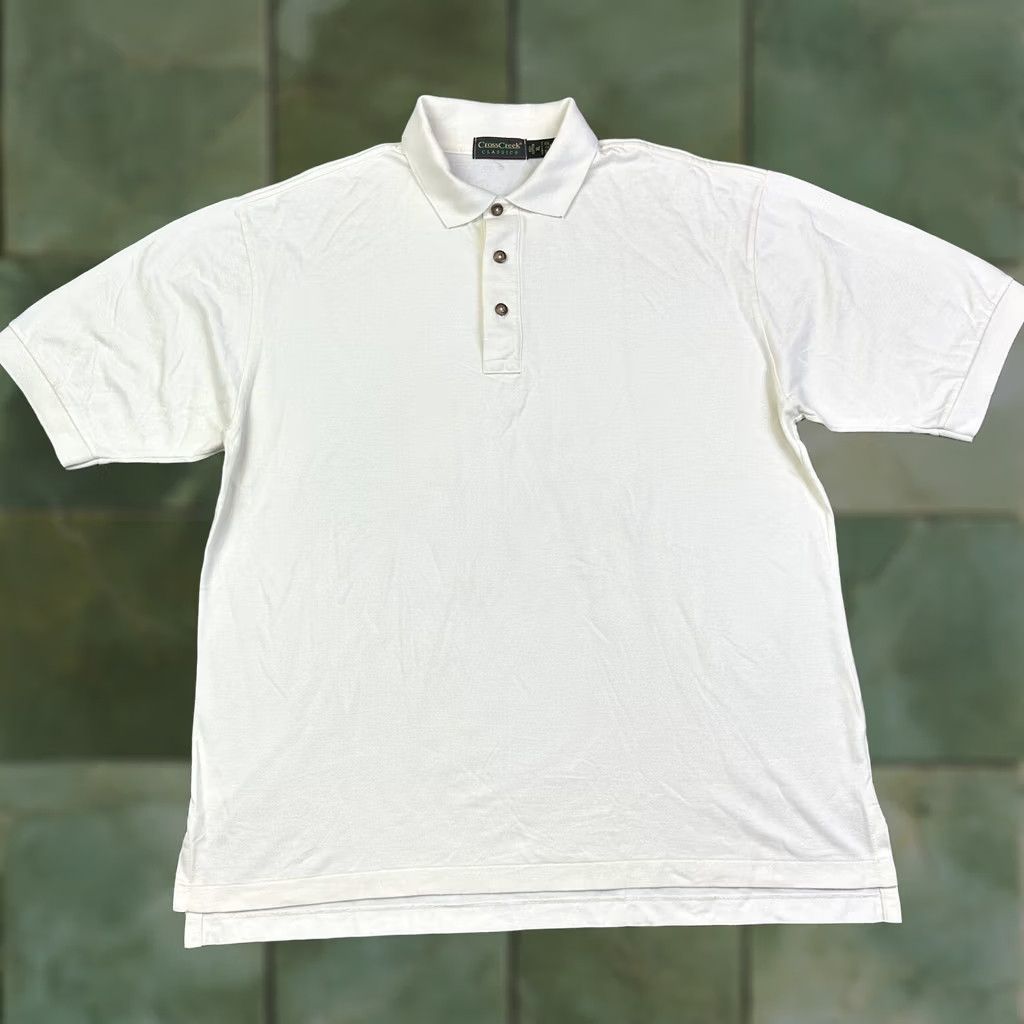 Vintage VINTAGE Cross Creek Polo Shirt XL White 100% Cotton Made In USA Mens Size US XL / EU 56 / 4 - 1 Thumbnail