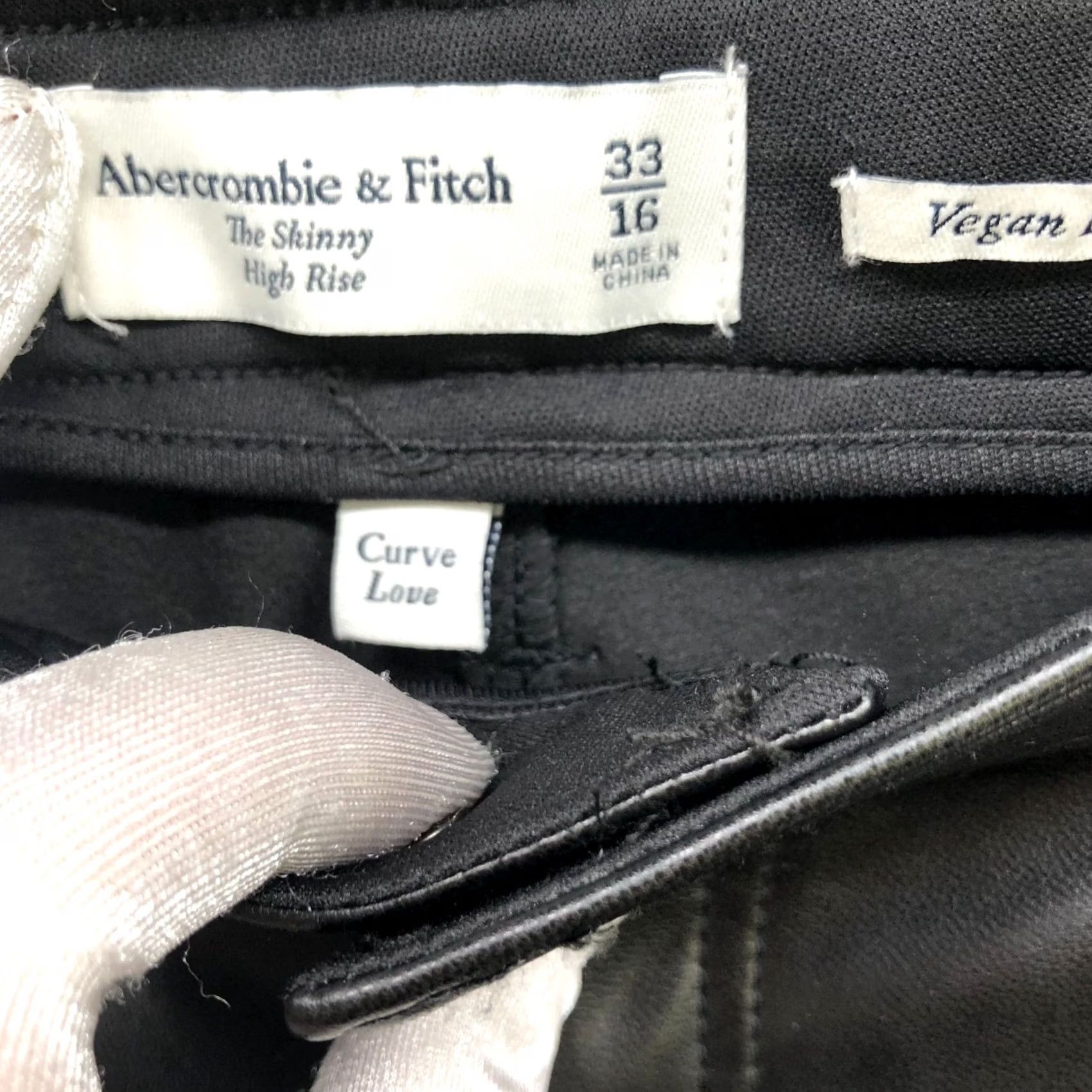 Abercrombie & Fitch Abercrombie & Fitch Skinny Pants Womens Black High Rise 33 / 16 Vegan Leather Size 24" / US 00 / IT 34 - 7 Thumbnail
