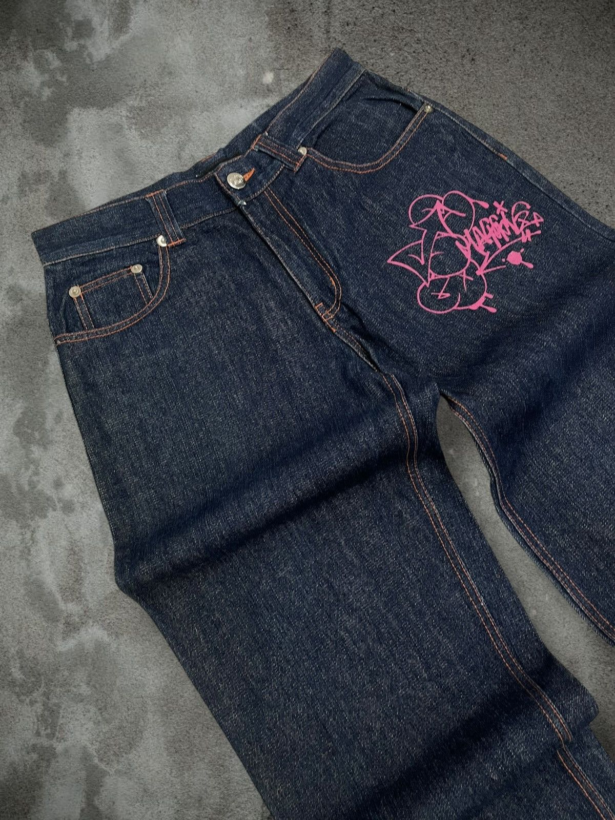 Japanese Brand Vintage Og 1990s Japan Designer Octopus Graffiti Baggy Denim Size US 31 - 7 Thumbnail