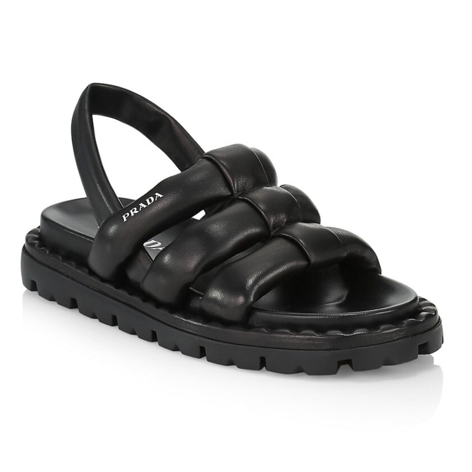 Prada Prada Blow Black Padded Leather Logo Strappy Slingback Size US 10 / IT 40 - 3 Thumbnail