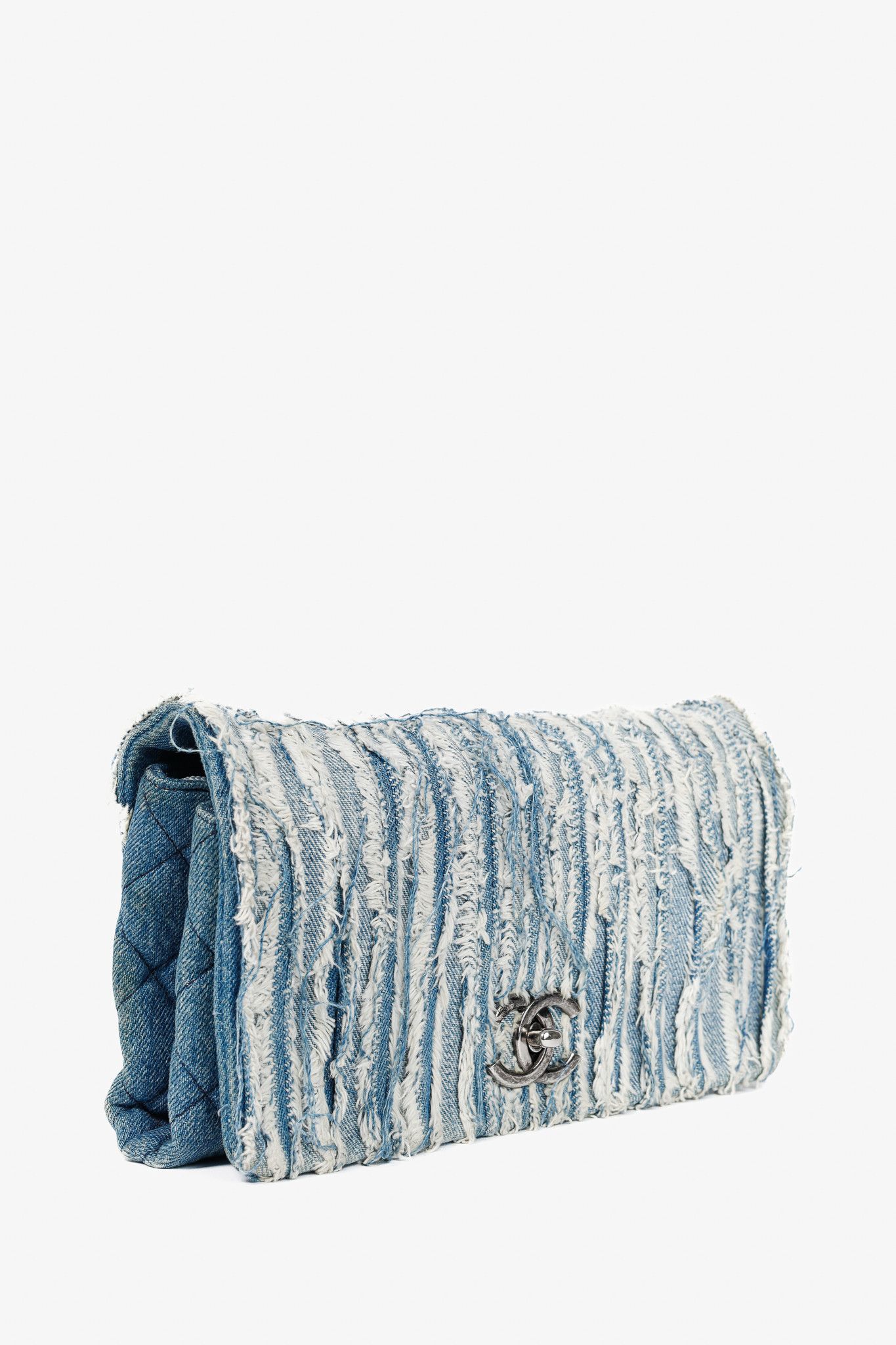 Chanel Chanel 15P Blue Denim Fringe CC Medium Flap Bag Size ONE SIZE - 2 Thumbnail