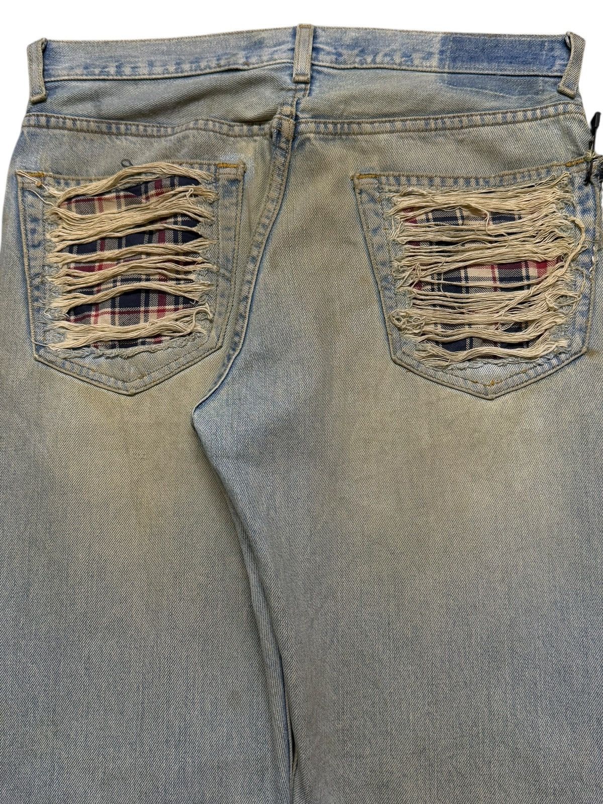 If Six Was Nine Vintage 90s Japanese Mud Wash Ripped Destroyed Straight Leg Size US 31 - 6 Thumbnail