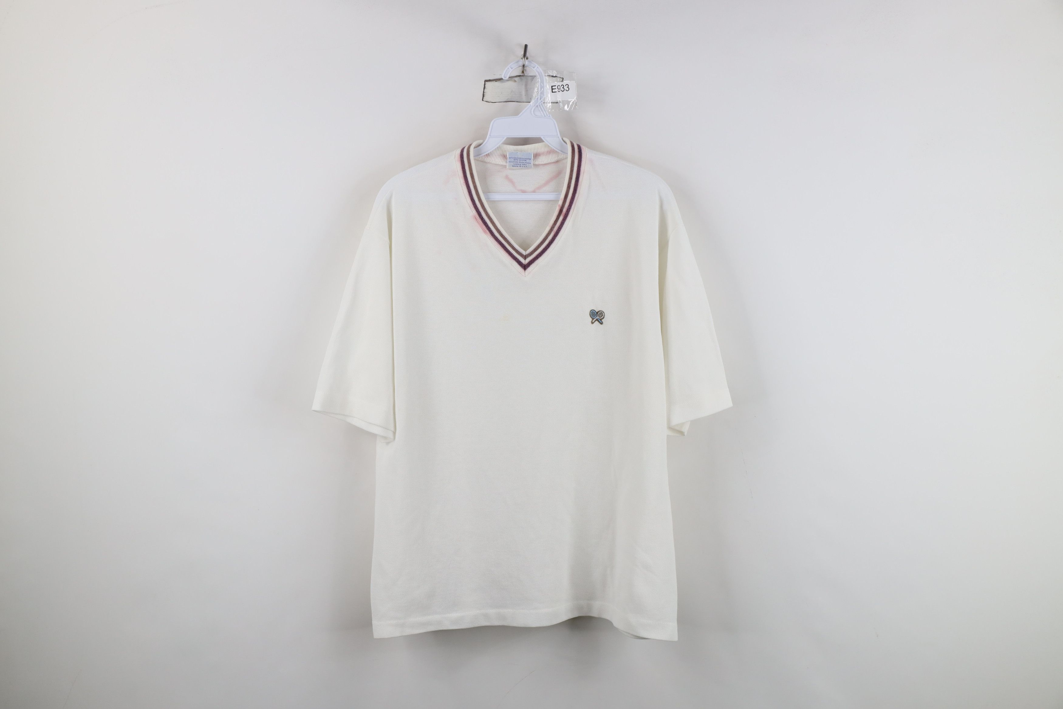 Vintage Vintage 70s Streetwear Tennis Knit V-Neck T-Shirt USA Size US L / EU 52-54 / 3 - 1 Thumbnail