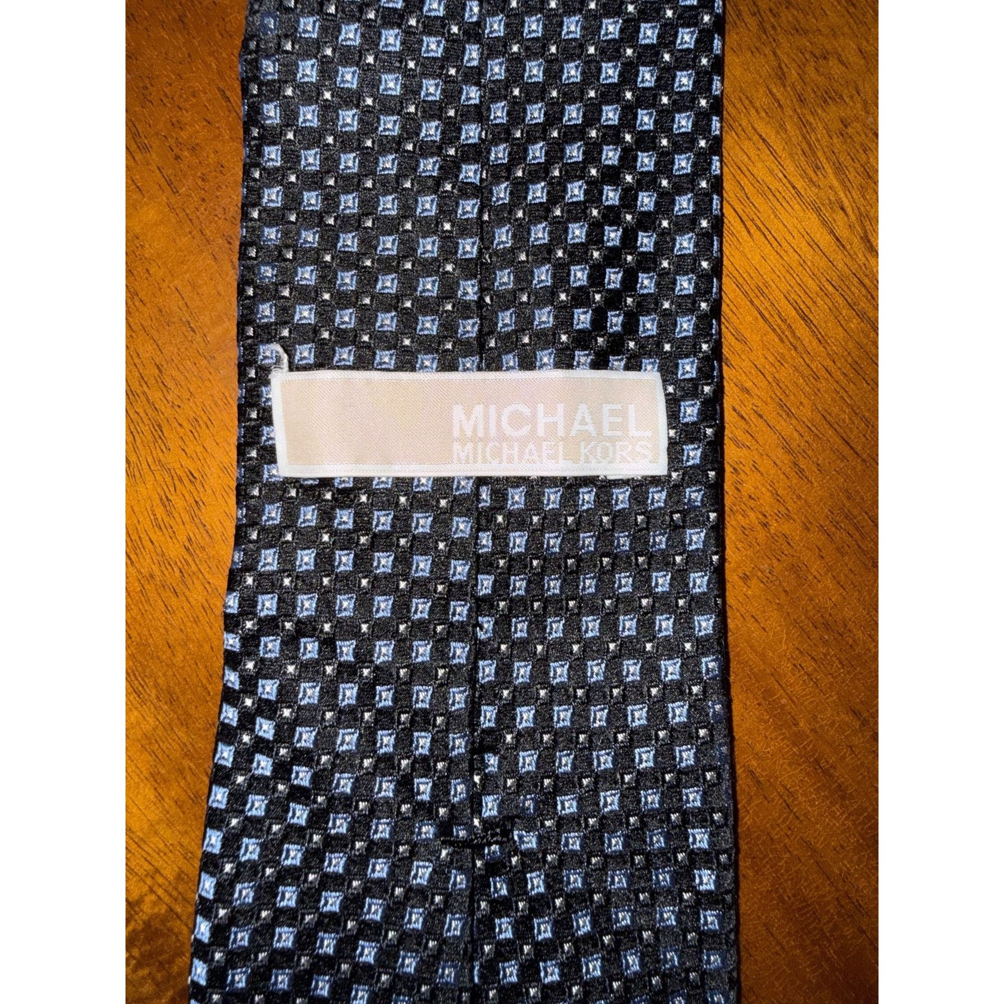 Michael Kors Michael Kors Black & Blue Checkered Silk Tie - Classic Desig Size ONE SIZE - 3 Thumbnail