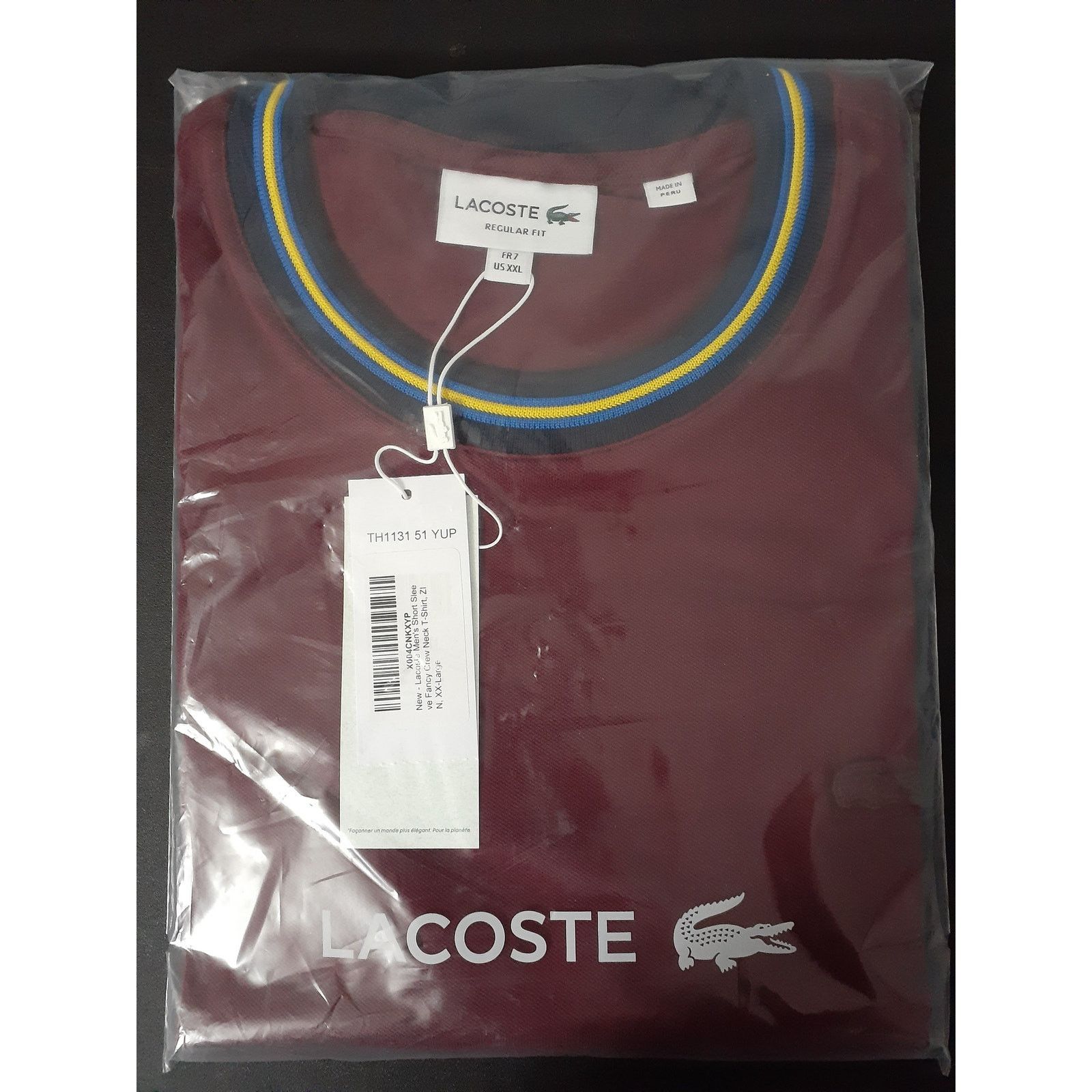 Lacoste Lacoste Men's Short Sleeve Fancy Crew Neck T-Shirt Red 2XL Size US XXL / EU 58 / 5 - 2 Thumbnail