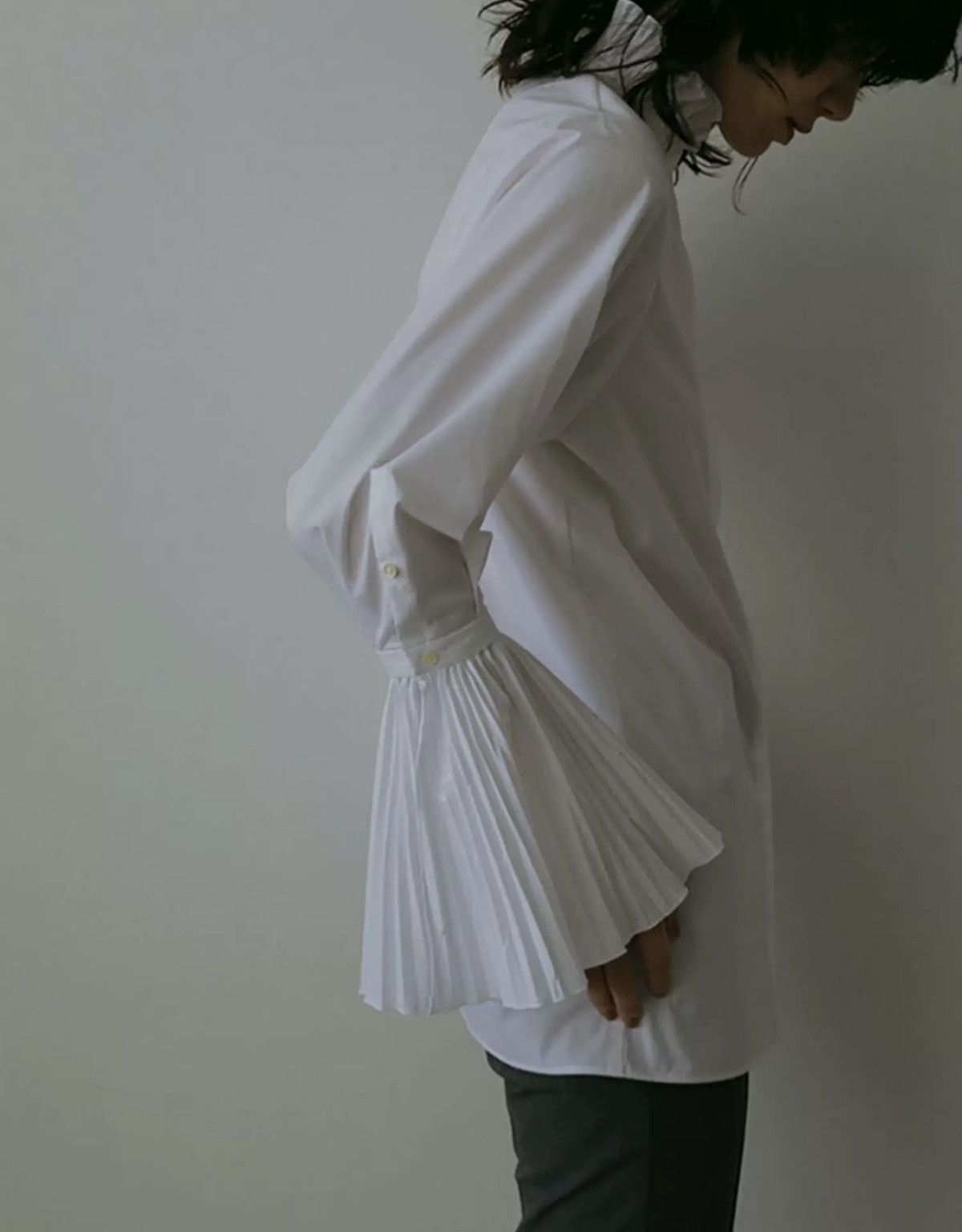Other White Pleated Sleeve Shirt — Quiet Elegance Size L / US 10 / IT 46 - 3 Thumbnail