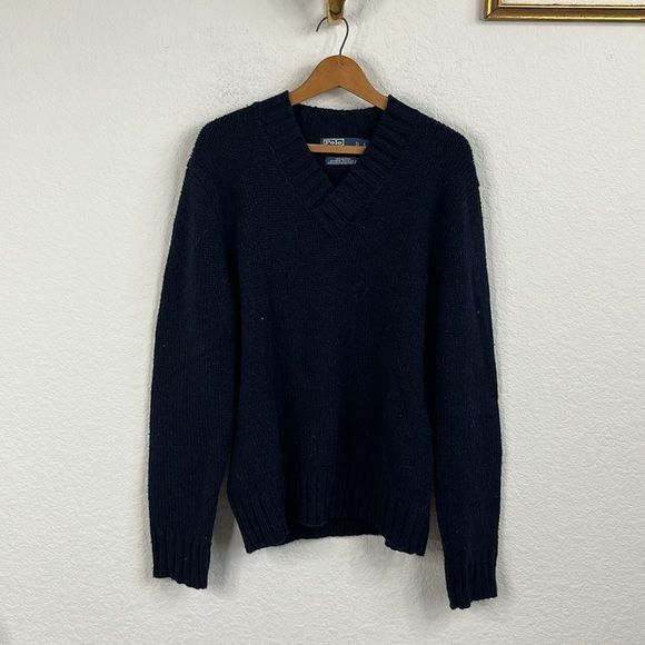 Polo Ralph Lauren × Ralph Lauren Polo Ralph Lauren Wool Alpaca V Neck Elbow Patch Sweater Size US L / EU 52-54 / 3 - 4 Thumbnail