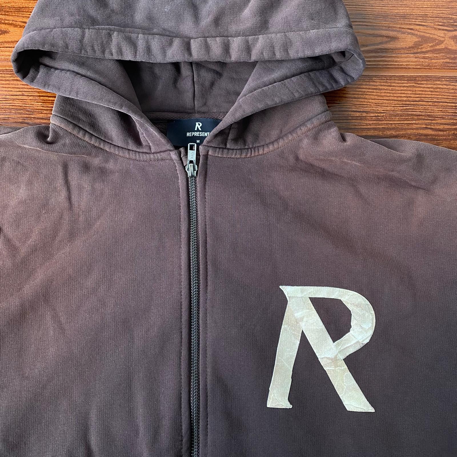 Represent Clo. Dark Brown Masking Tape Initial Logo Oversized Zip Hoodie Size US M / EU 48-50 / 2 - 6 Thumbnail