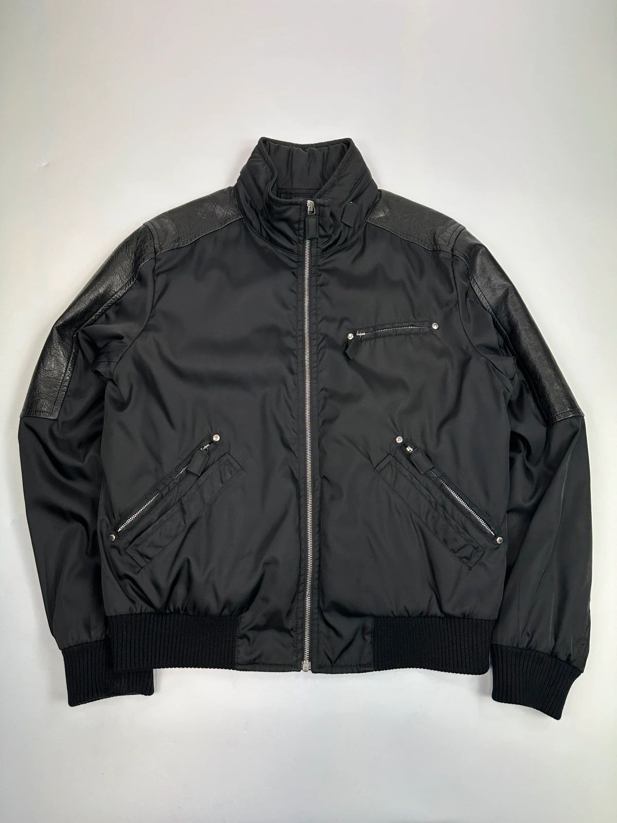 Prada Prada Milano FW09 Black Leather & Nylon Hood Bomber Jacket Size US S / EU 44-46 / 1 - 1 Thumbnail