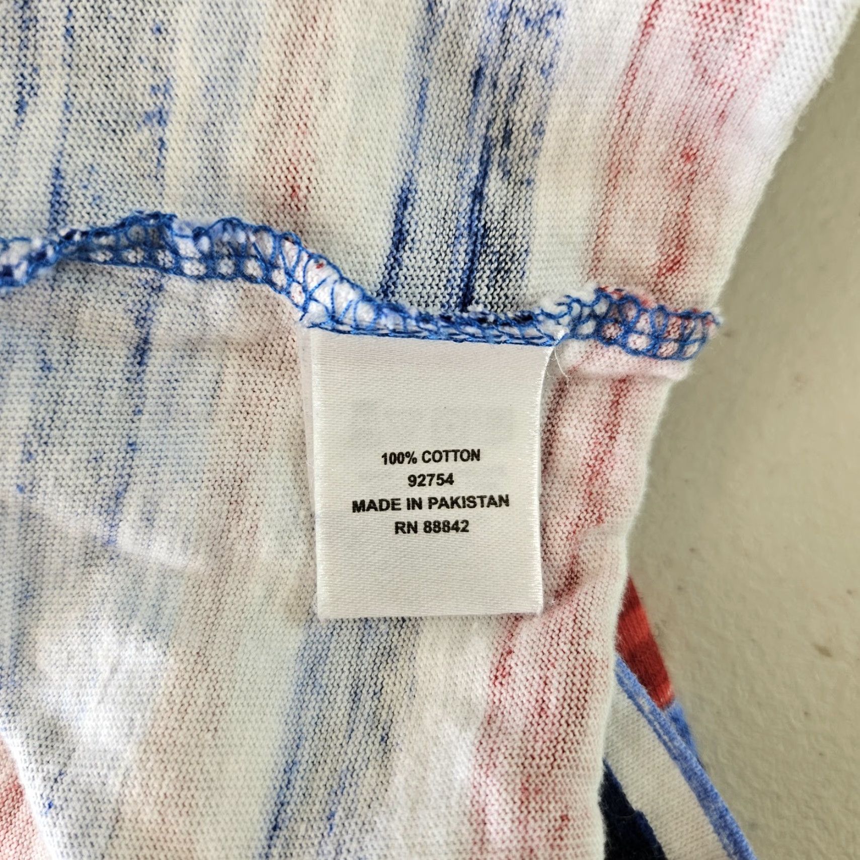 Vintage Woman Within Womens Top 3X T-Shirt Blue Red Stripe 3/4 Sleeve Cotton Size XXL / US 16-18 / IT 52-54 - 4 Thumbnail