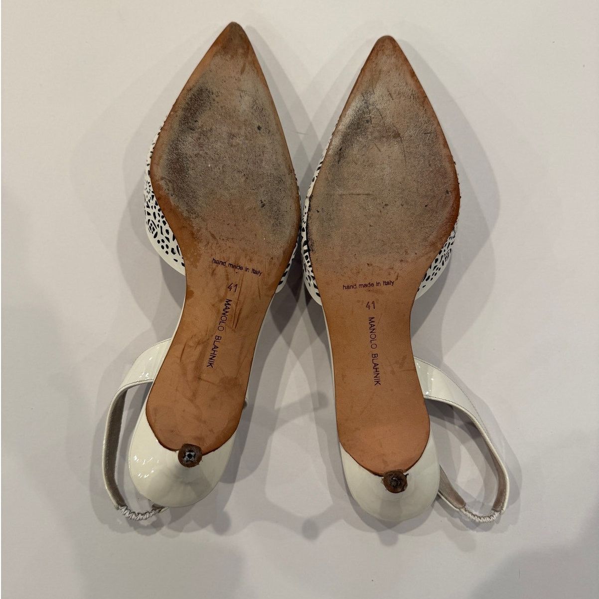 Manolo Blahnik Manolo Blahnik Carolyne White Leather Vintage Slingback 41 Size US 11 / IT 41 - 6 Thumbnail