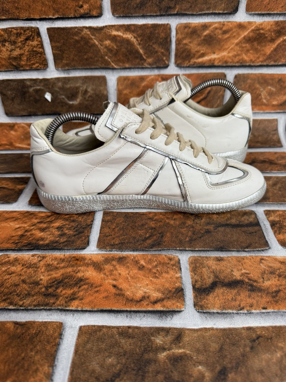 Maison Margiela ❤️Gats replica silver metal trim sneakers Size US 5 / EU 37 - 12 Thumbnail
