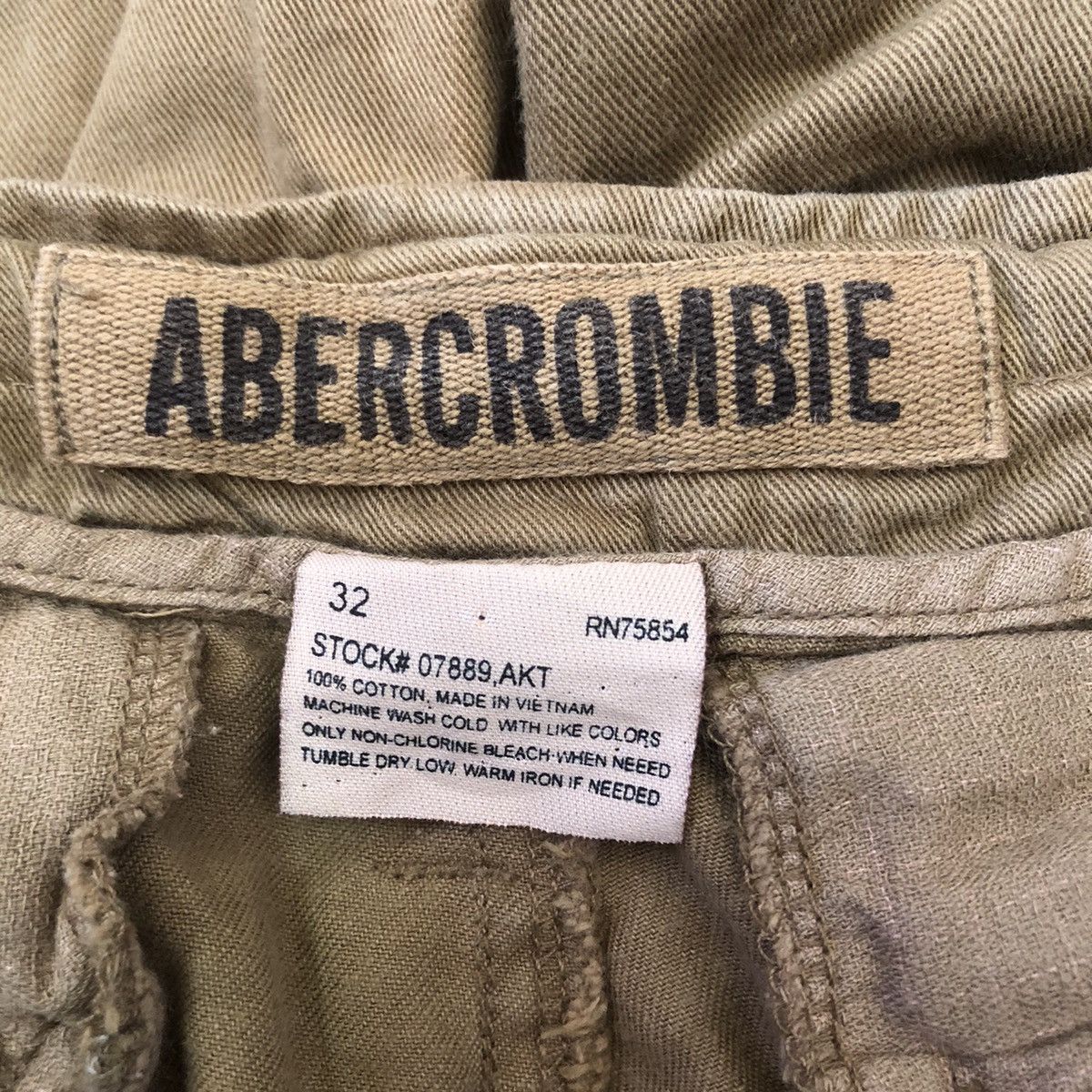 Abercrombie Heavy Destruction Stone Wash Cargo Tech Pants