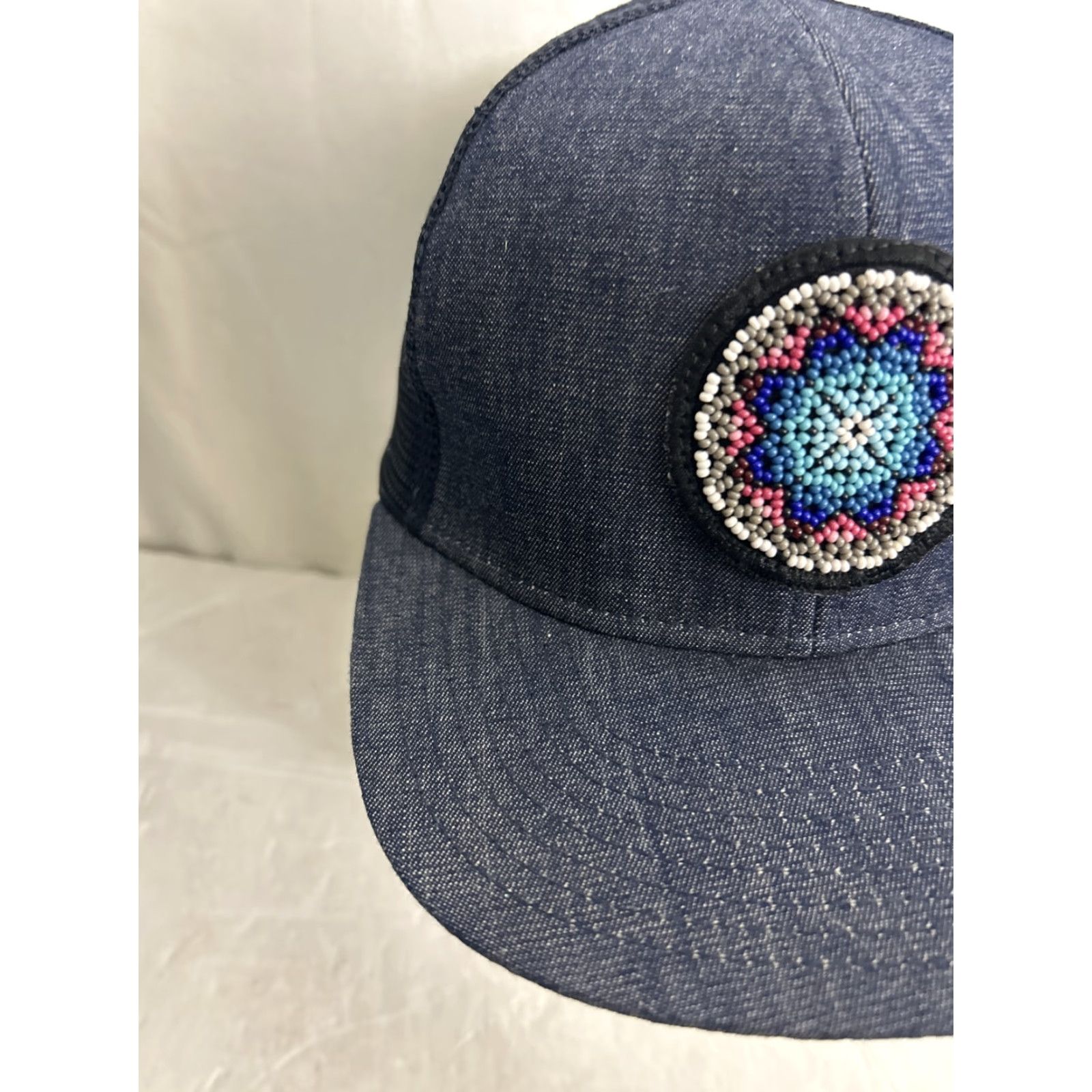 Denime VINTAGE Denim Trucker Hat Beaded South West Adjustable Womens Blue Size ONE SIZE - 5 Thumbnail