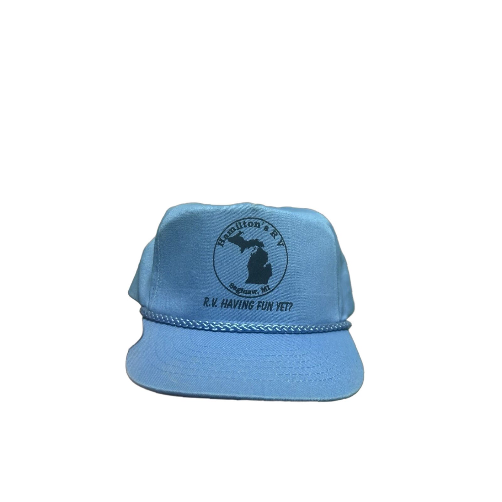Hamilton VINTAGE SnapBack Hat Cap Hamilton’s RV Saginaw Michigan Adjustable Light Blue Mens Snapback Adjustable Blue Hat Size ONE SIZE - 1 Thumbnail