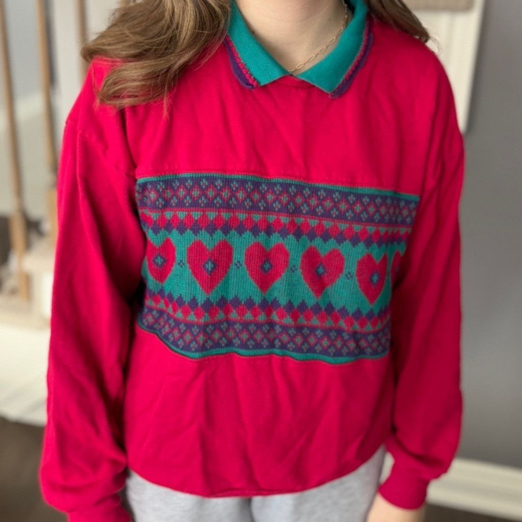 Other Nucleus vintage ladies hearts sweater large 80s Size L / US 10 / IT 46 - 11 Thumbnail