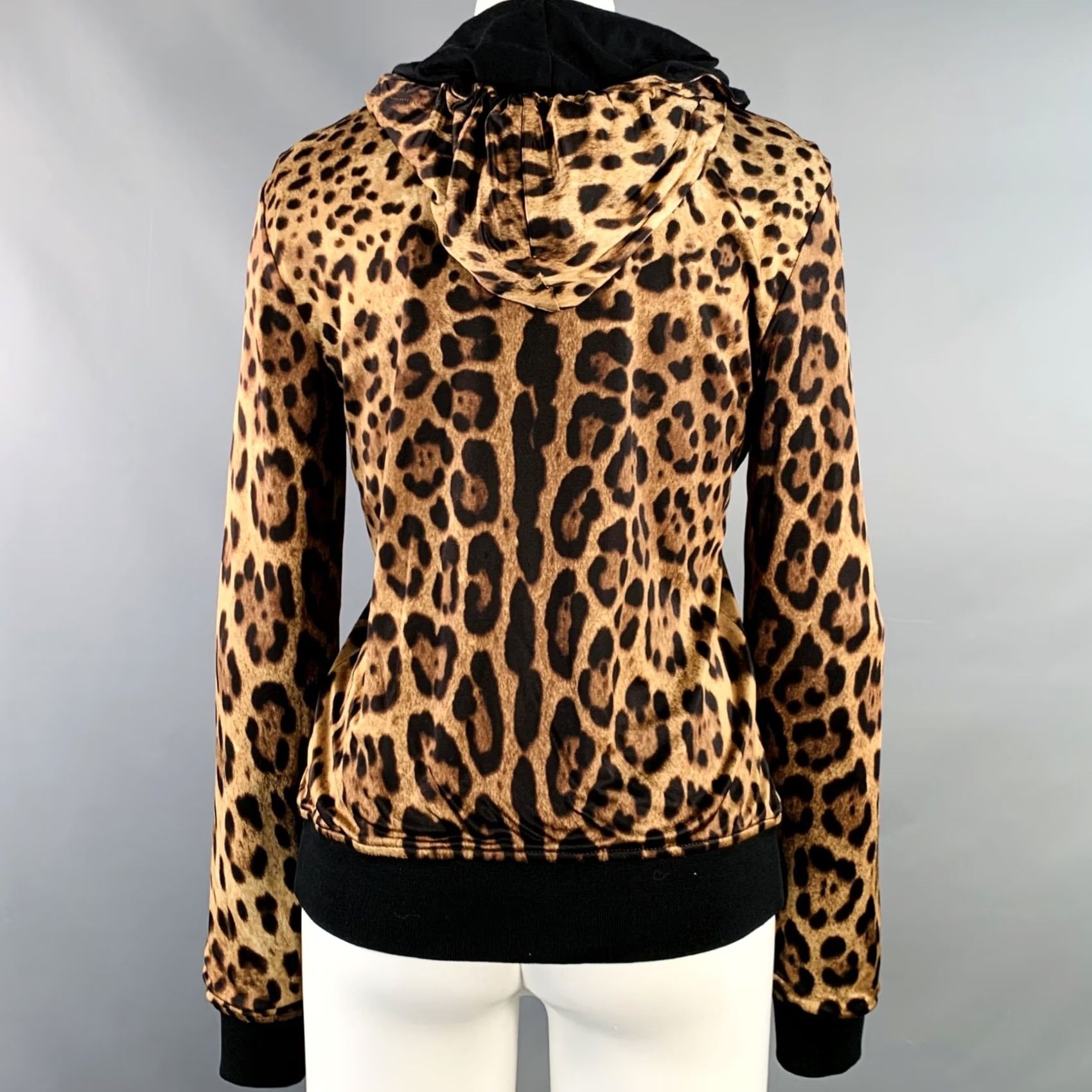 Dolce & Gabbana DOLCE & GABBANA Jacket Brown Black Satin Animal Print Zip Up Size 4 Womens Adult Regular Shirt? Size S / US 4 / IT 40 - 4 Thumbnail