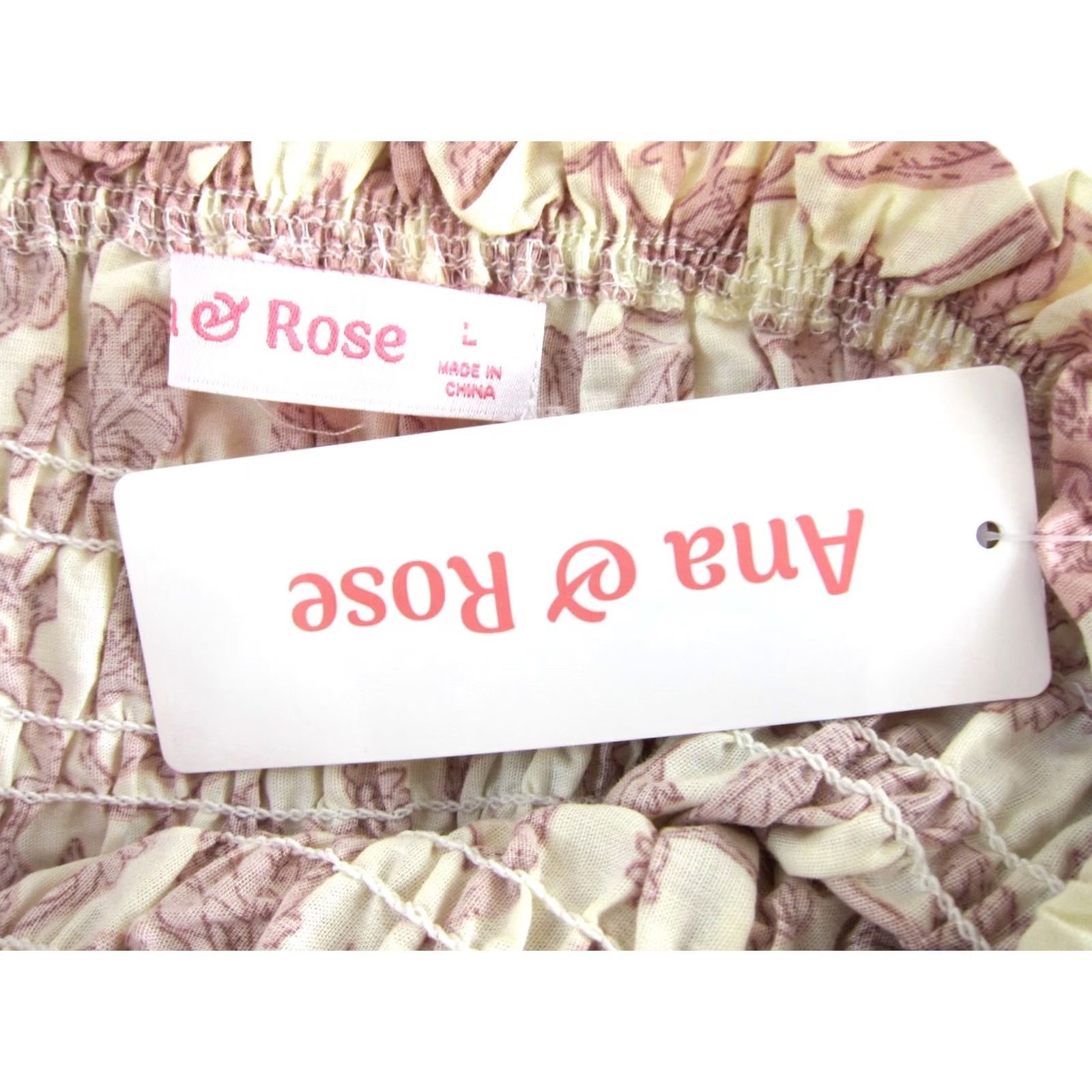 Vintage Ana & Rose NWT Ivory Pink Floral Short Puff Sleeve Midi Dress Large Size 36" / US 14 / IT 50 - 4 Thumbnail
