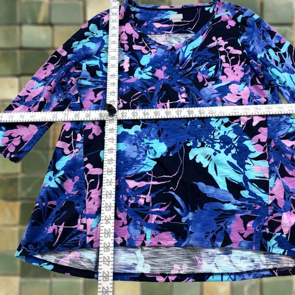 Vintage Chico's Blouse Womens 1 Medium Cotton Modal Pullover Top All Over Print MINT Size M / US 6-8 / IT 42-44 - 1 Thumbnail