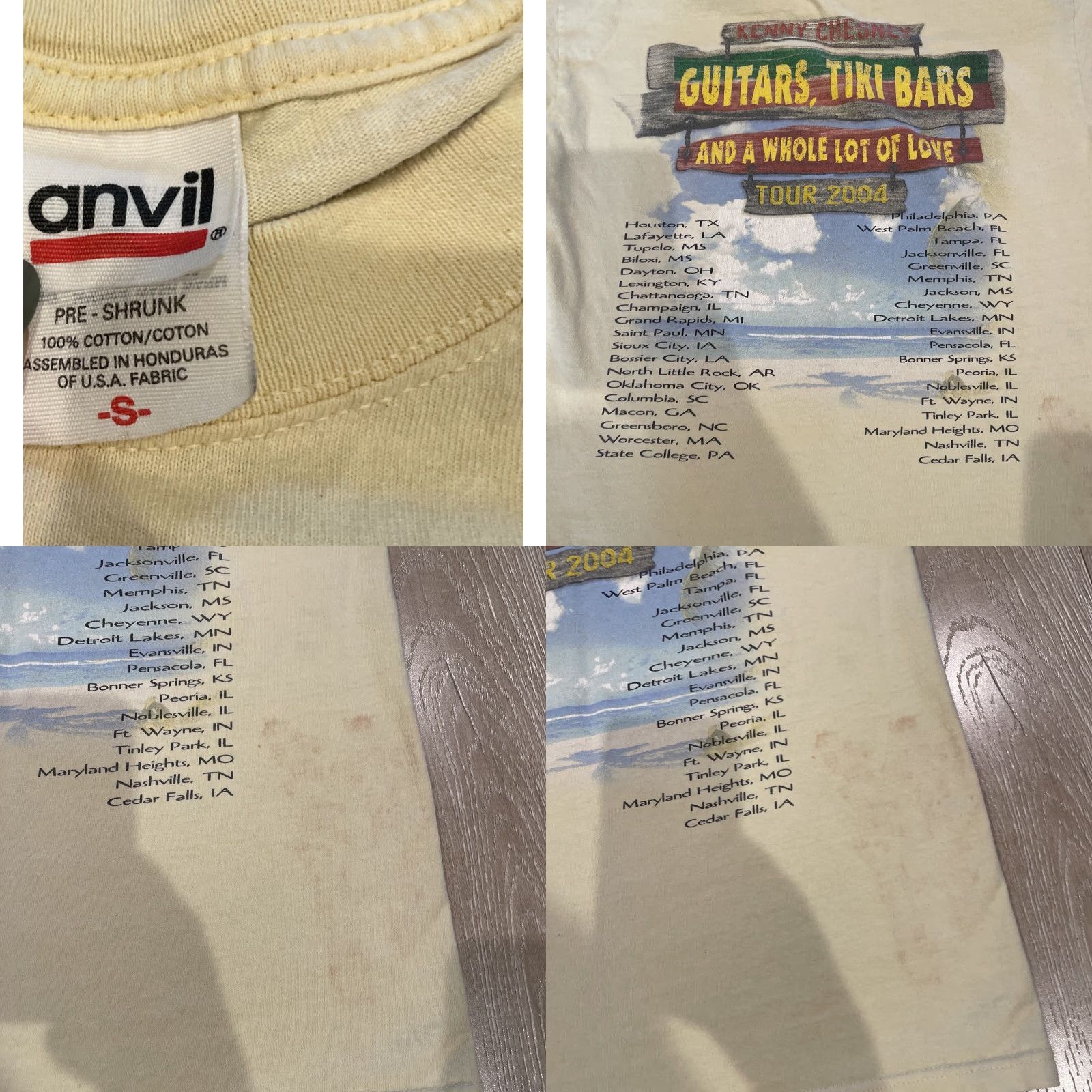 Anvil VINTAGE Kenny Chesney Concert Shirt 2004 Tour T-Shirt Men’s Small Yellow Crew Neck Short Sleeve 100% Cotton Graphic Print Music NS Size US S / EU 44-46 / 1 - 8 Thumbnail