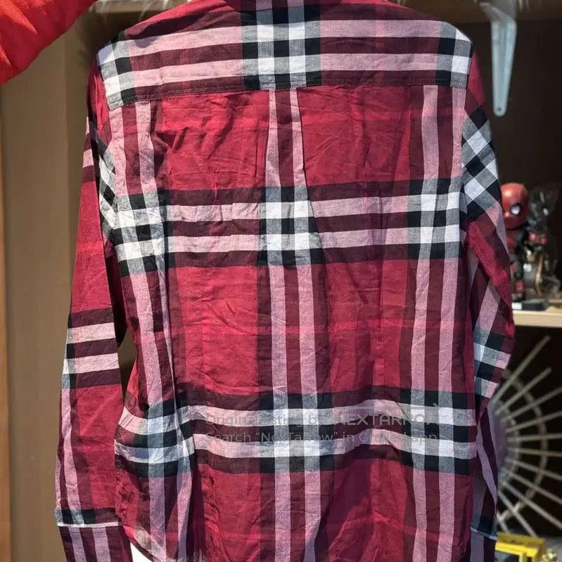 Burberry Burberry Red Check Cotton Shirt for Women. Size M / US 6-8 / IT 42-44 - 2 Thumbnail