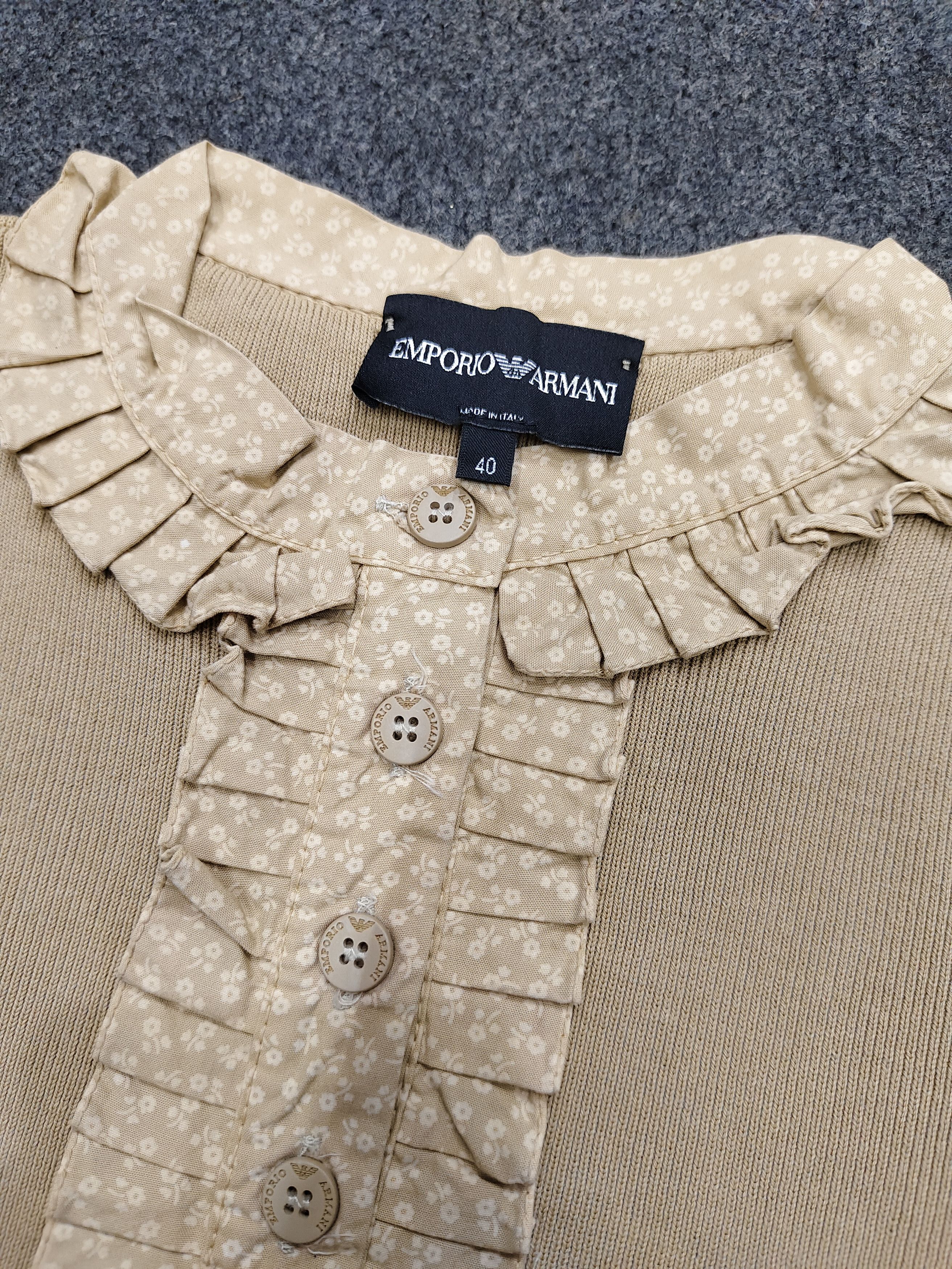 Emporio Armani 00s Emporio Armani-Victorian Inspired Ribbed Knit Ruffle Top Size S / US 4 / IT 40 - 7 Thumbnail