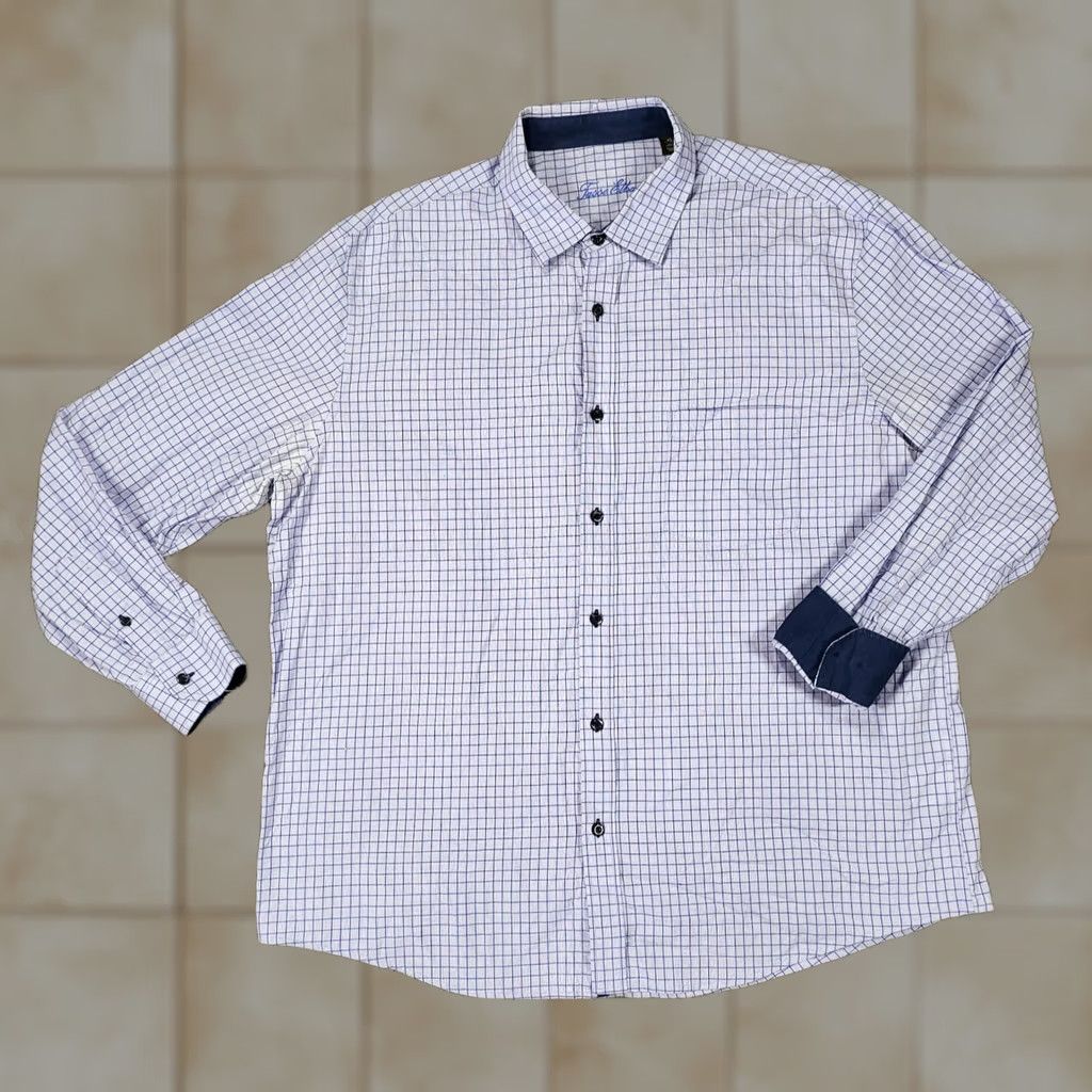 tasso elba dress shirts Men's Long Sleeve Shirt Blue, 100% Cotton, Button-Up Size Lg weight construction offer comfort and a polished look for any occasion Tasso Elba Dress Shirt Mens