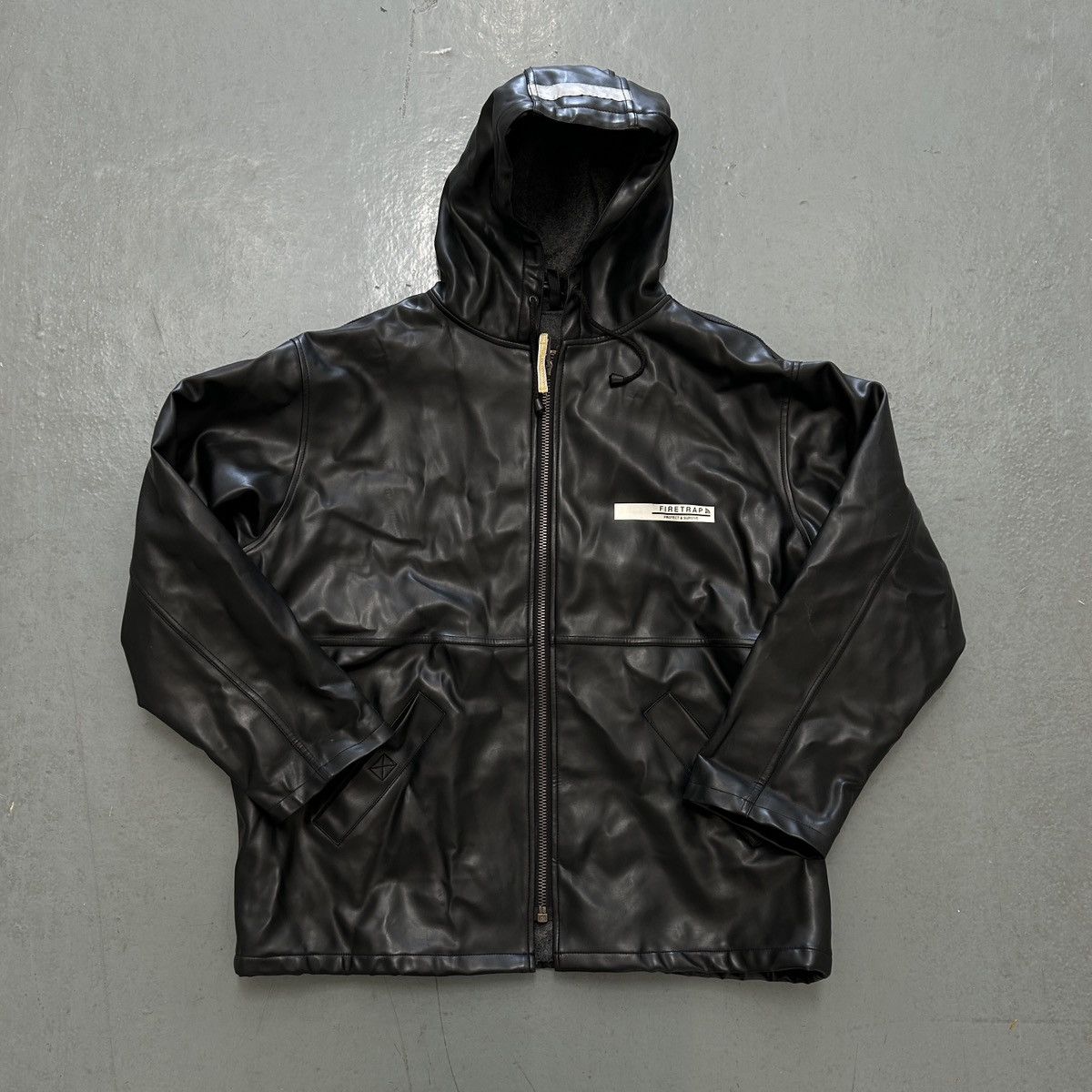 Firetrap Firetrap “RAM COAT” Faux Leather Hooded Jacket – Black (XL) Size US XL / EU 56 / 4 - 1 Thumbnail
