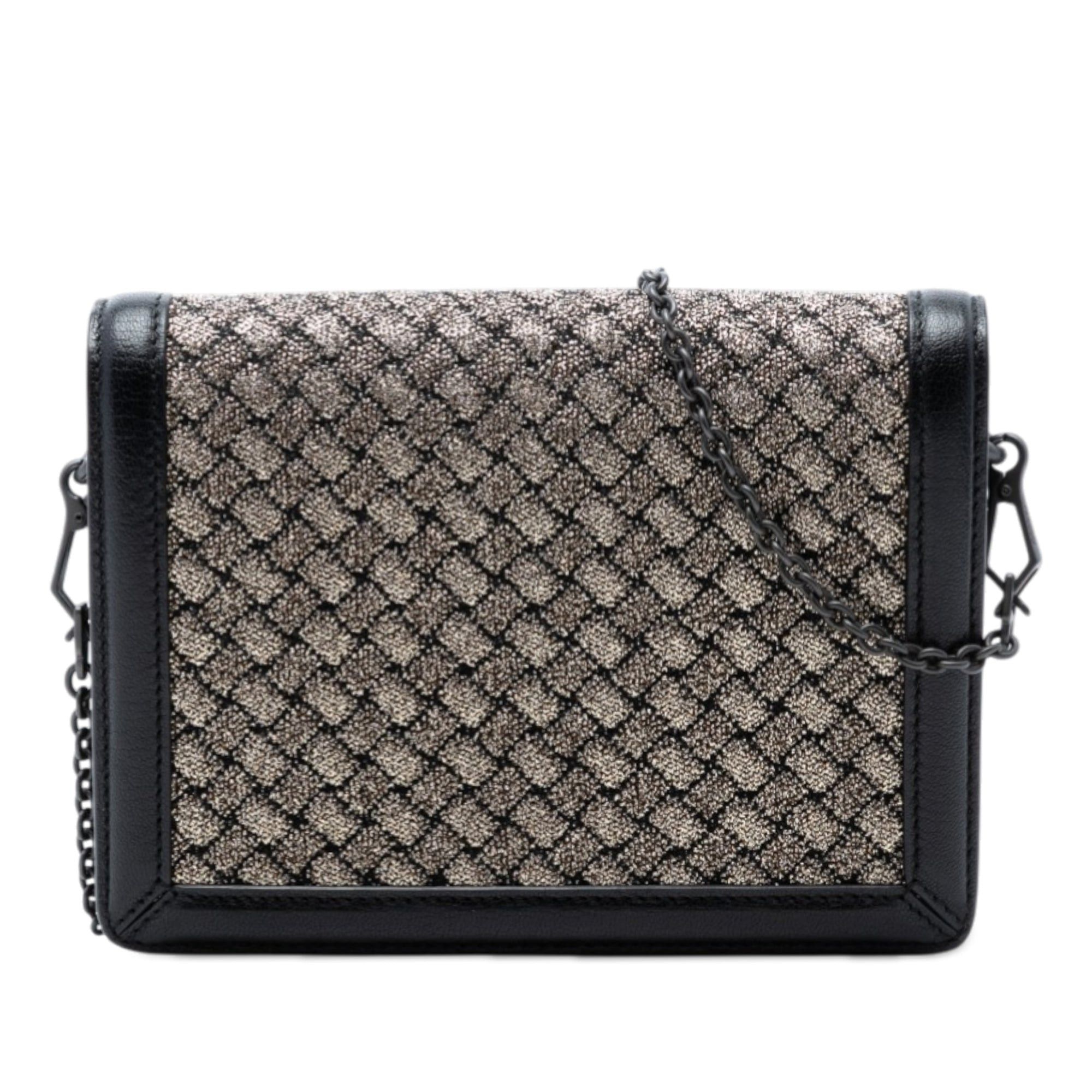 Bottega Veneta Mini Leather and Metallic Knit Intrecciato Montebello Crossbody Size ONE SIZE - 1 Thumbnail