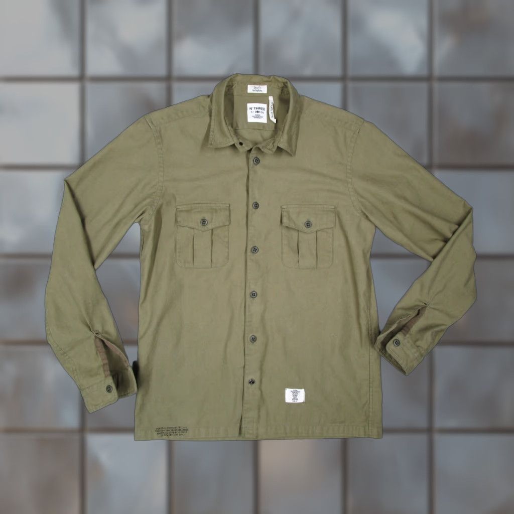 Edwin Bedwin & The Heartbreakers Men's Green Long Sleeve Button-Up Shirt, Size L, Classic Fit, Casual Workwear, Cotton, Made in Japan Size US L / EU 52-54 / 3 - 1 Thumbnail
