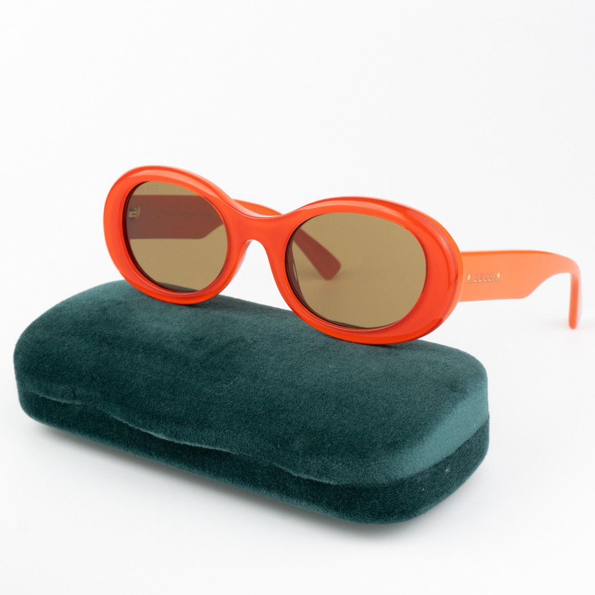 Gucci NEW Gucci GG1587S 003 Orange Brown Women Oval Sunglasses Size ONE SIZE - 1 Thumbnail