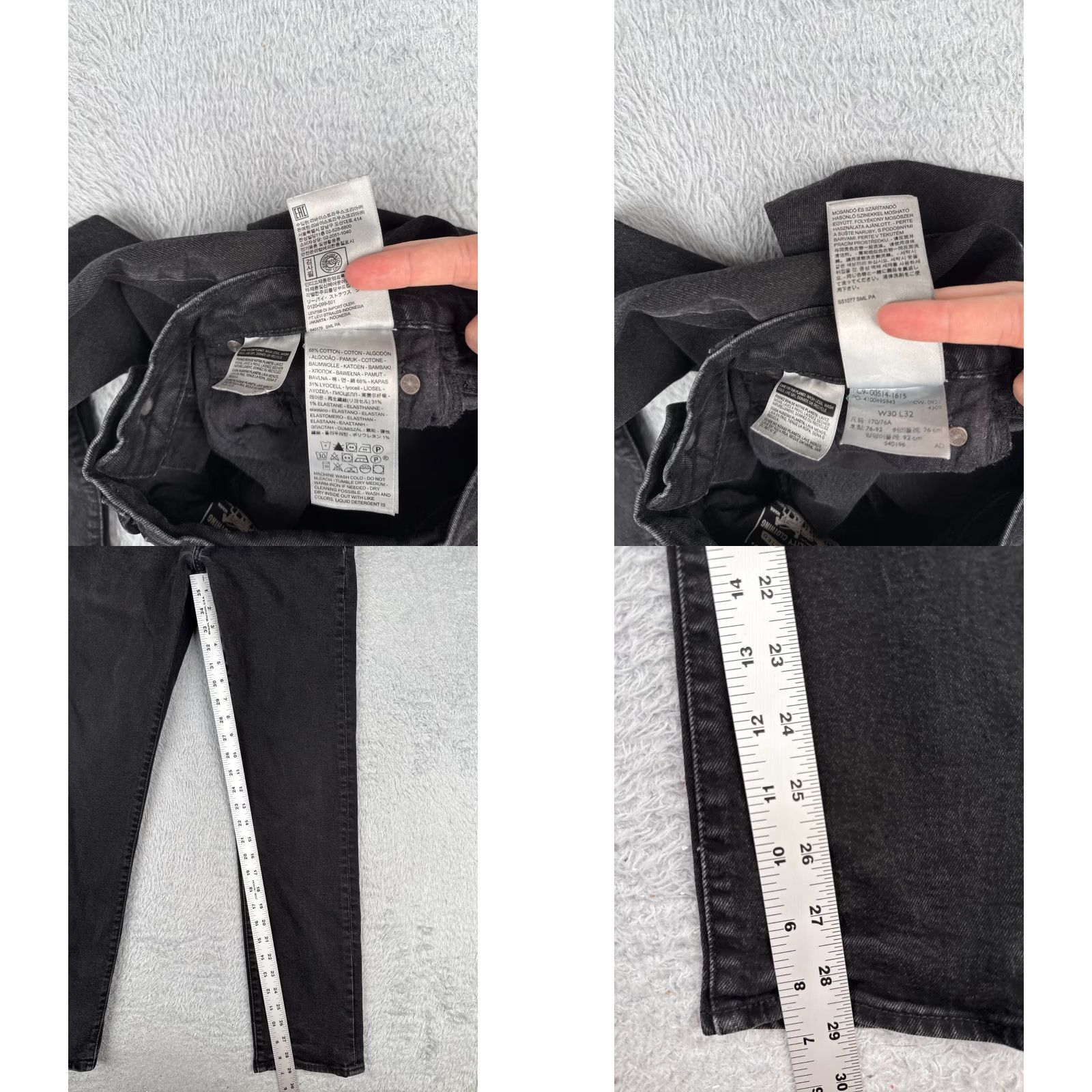 Levi's Levi's Jeans Mens 514 29x29 Black Denim Cotton Blend Straight 5-Pocket Comfort Medium Wash Vintage No N/A Size US 30 / EU 46 - 8 Thumbnail