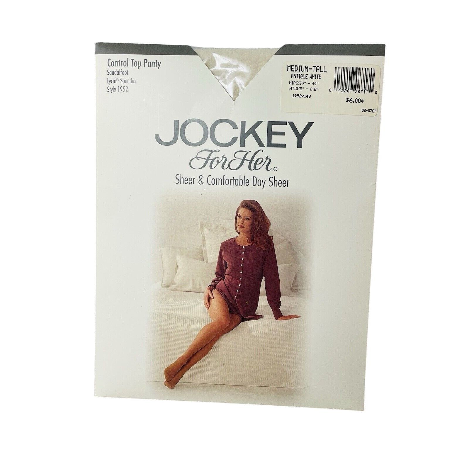 Jockey Antique White Jockey Control Top Pantyhose Nylons Sandalfoot Size ONE SIZE - 2 Thumbnail