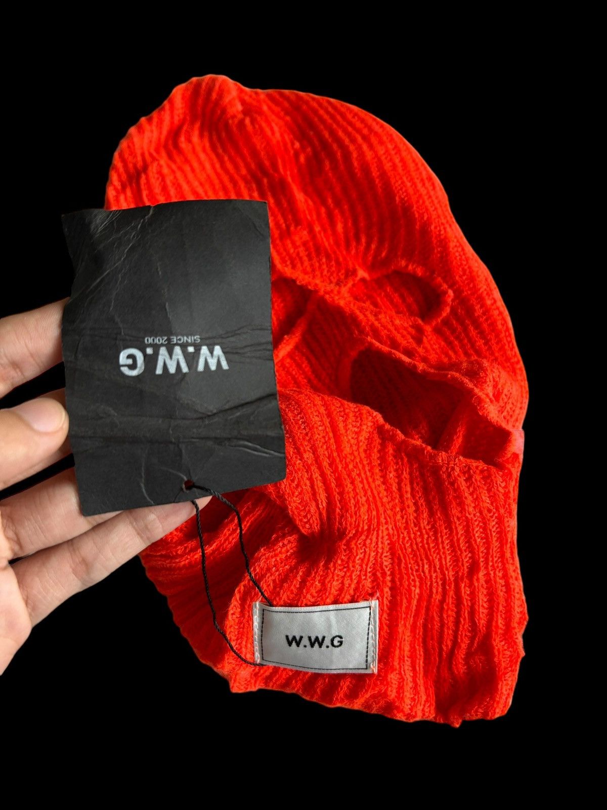 Japanese Brand × Kapital × Vintage Japanese Brand W.W.G Orange knitted Balaclava Masked☠️🎌 Size ONE SIZE - 3 Thumbnail