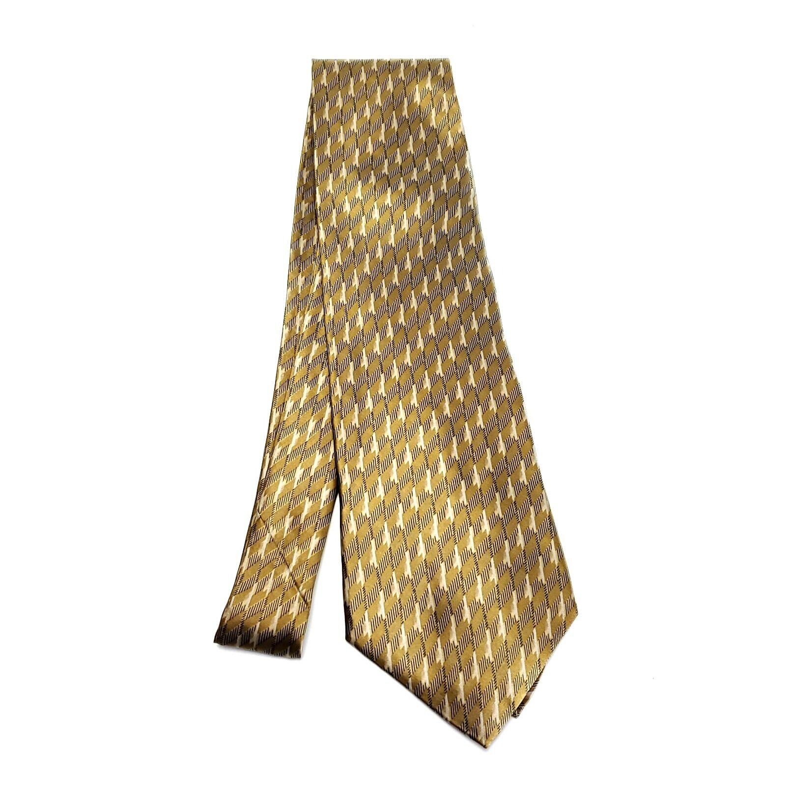 DKNY DKNY Silk Tie Brown Yellow Print Short Wide Floral Geometric Size ONE SIZE - 6 Thumbnail