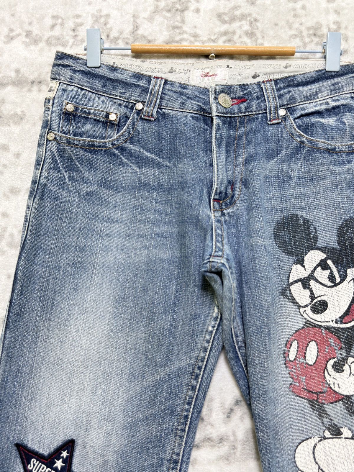 Disney Vintage Disney Mickey Patch Denim 90s Graphic Jeans Size US 30 / EU 46 - 4 Thumbnail