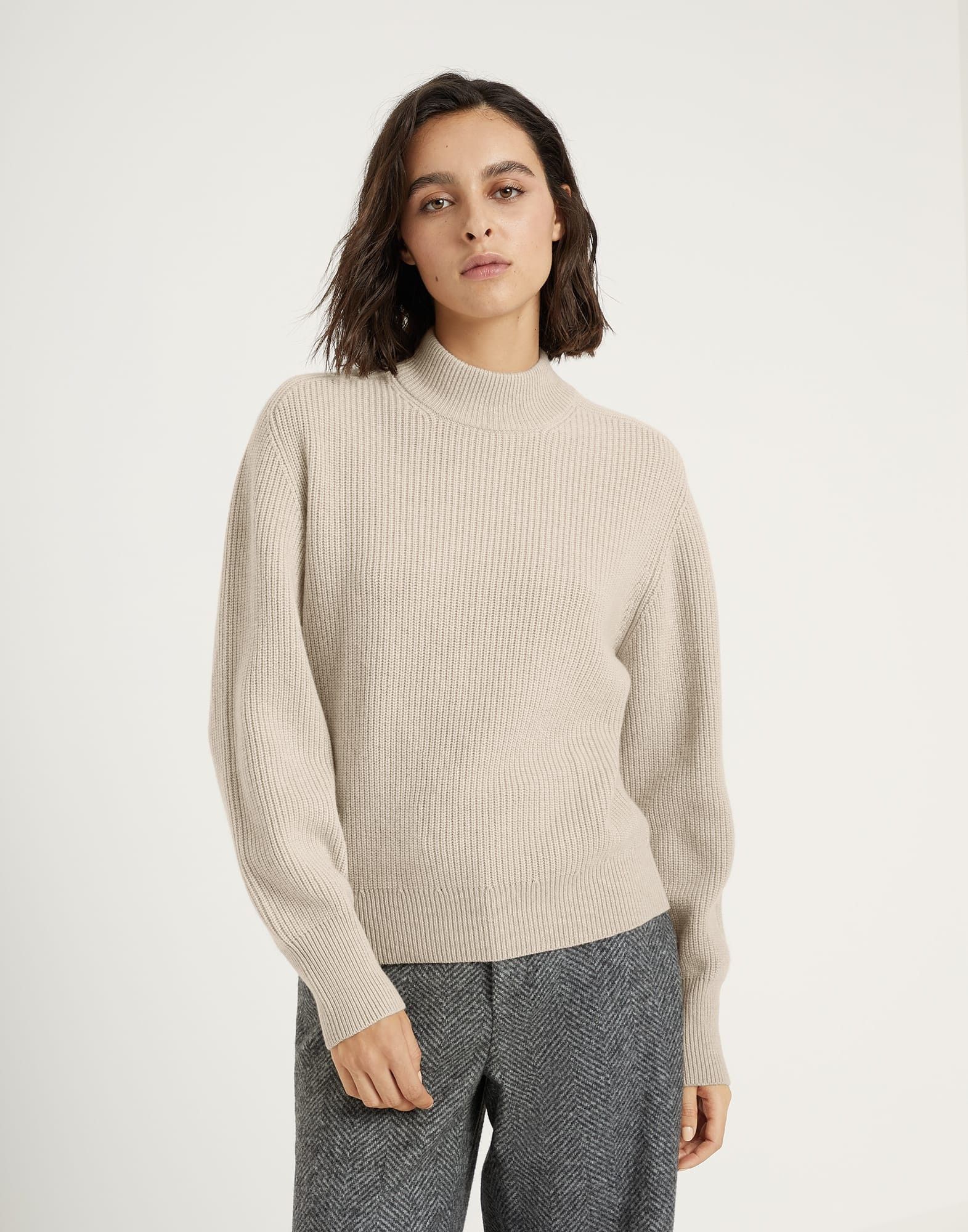 Brunello Cucinelli o1y0825 Cashmere Blend Sweater in Beige Size L / US 10 / IT 46 - 1 Thumbnail