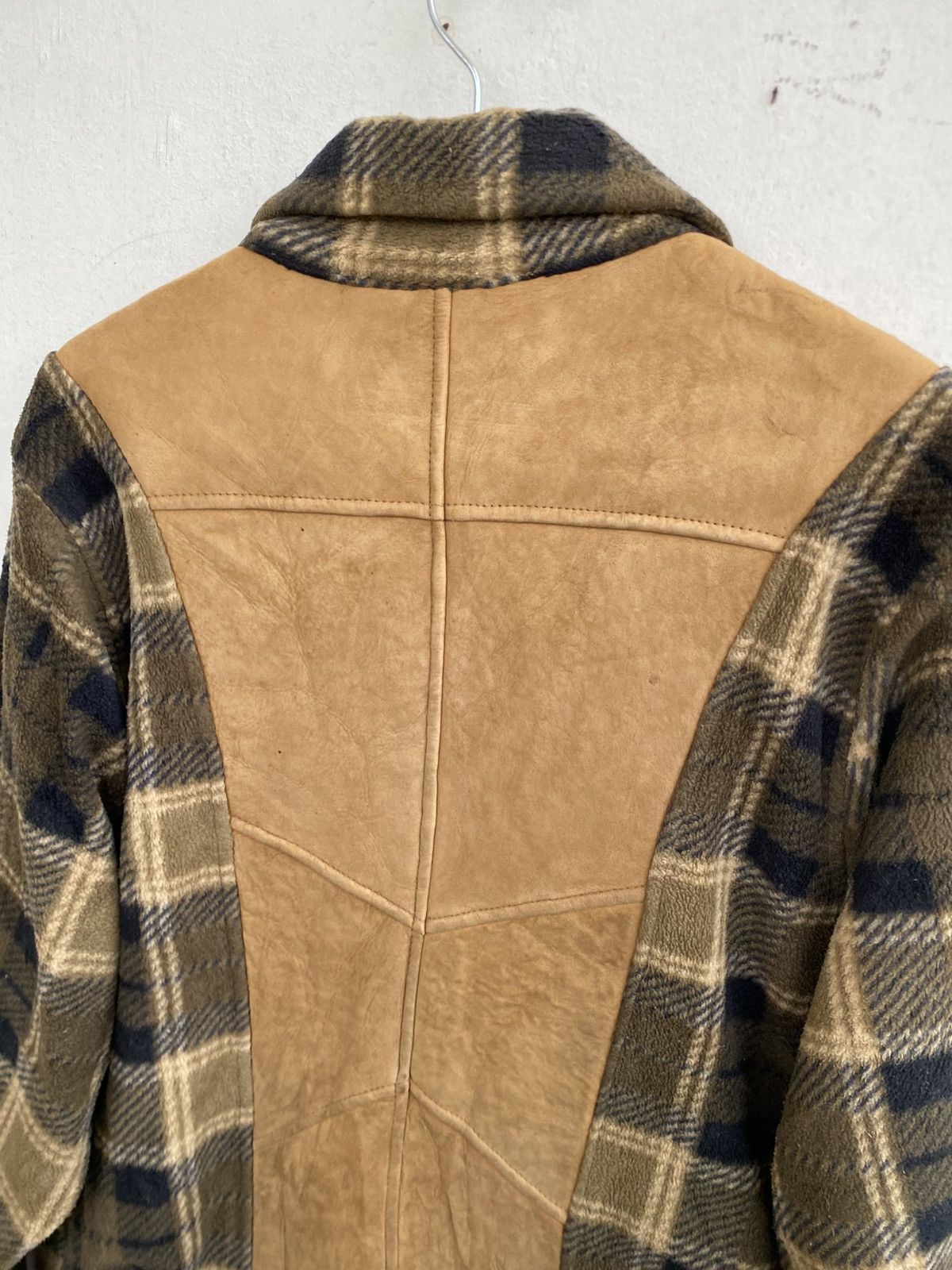 Vintage NZ Lambskin Shearling Suede Panel Plaid Wool Jacket Size US L / EU 52-54 / 3 - 4 Thumbnail