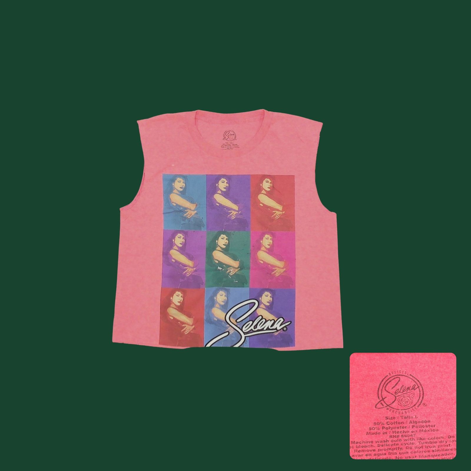 Other Custom Cut Selena Pop Art Neon Pink Boxy Muscle Tee Size L / US 10 / IT 46 - 1 Thumbnail
